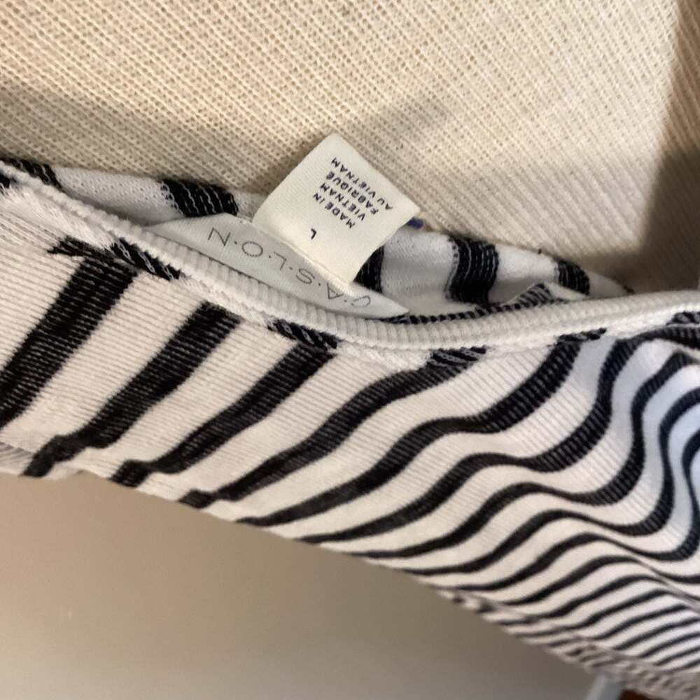 Caslon Striped V-Neck Button-Back Sleeveless Tank Dress Size L - Thumbnail 2