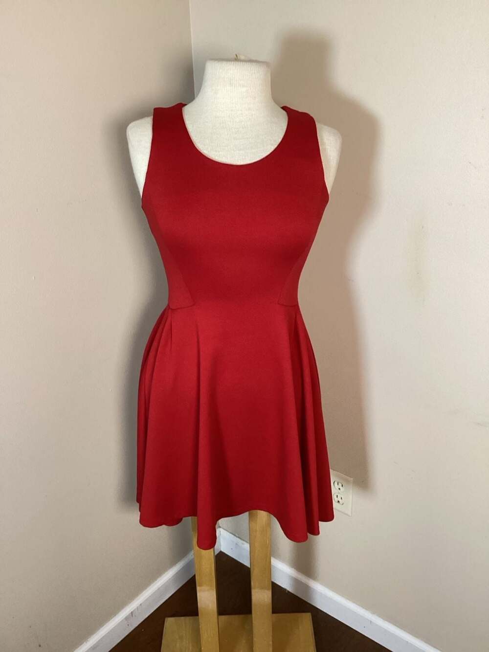 AQUA Women's Red Sleeveless Fit and Flare Mini Dress Size S - Thumbnail 3