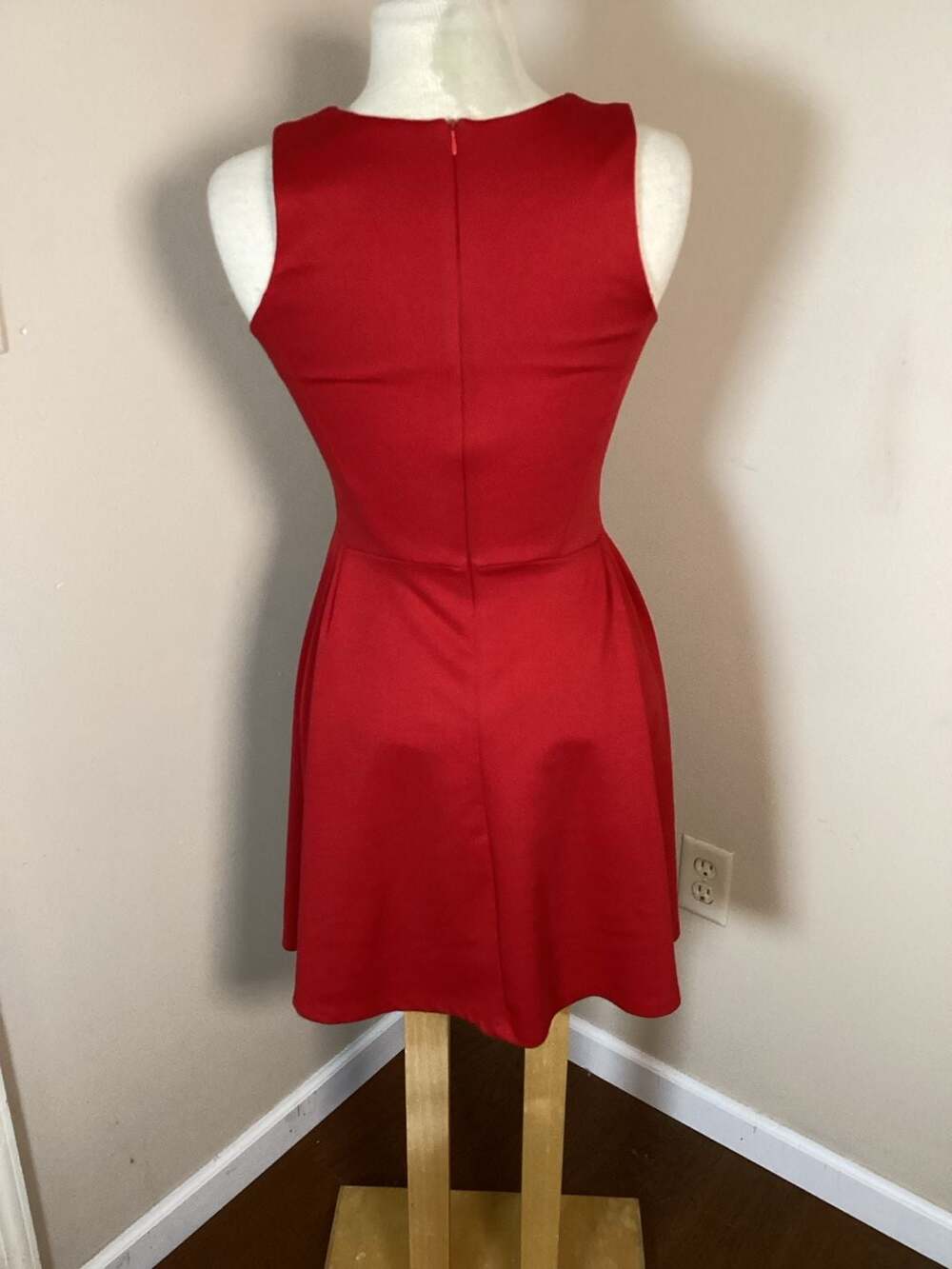 AQUA Women's Red Sleeveless Fit and Flare Mini Dress Size S - Thumbnail 2