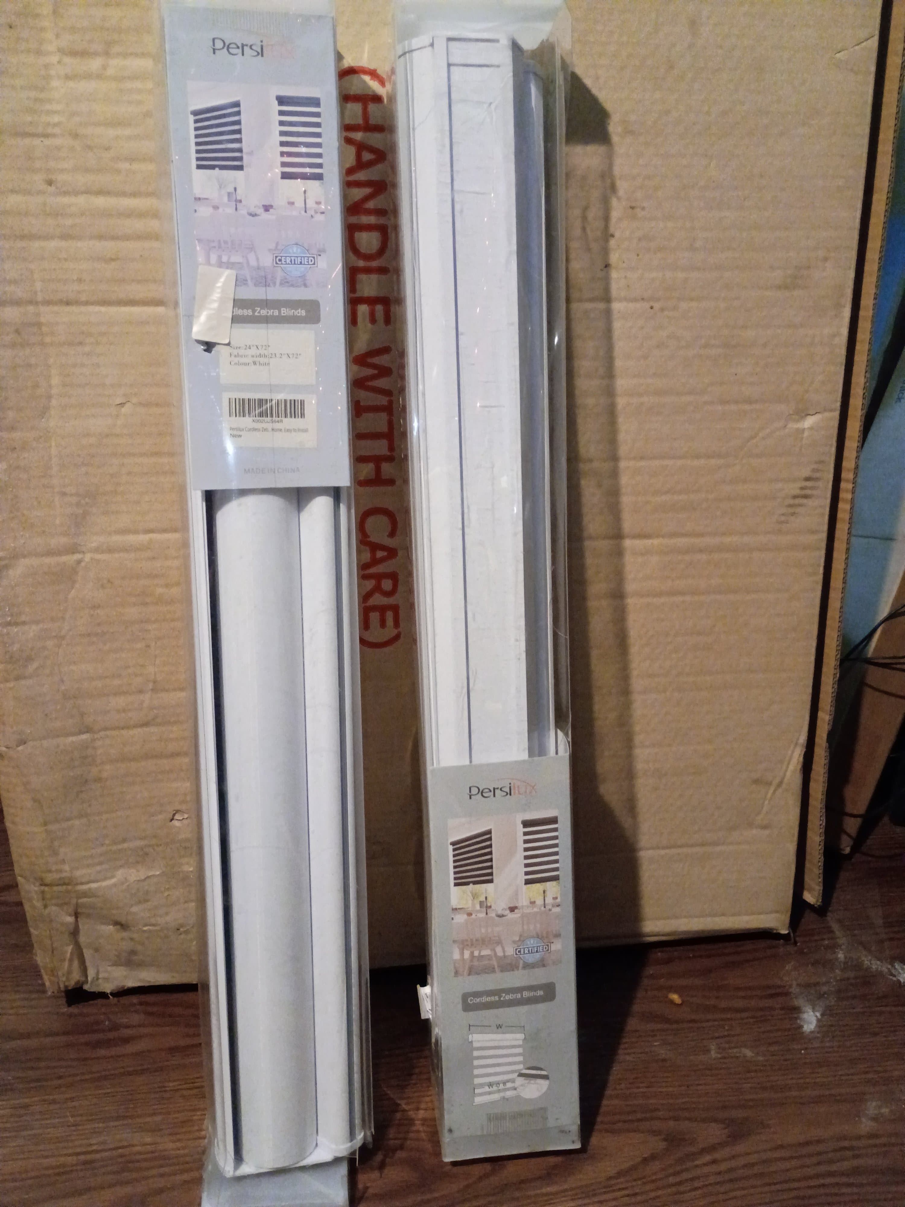 Persilux Cordless Zebra Blinds 34"x72" White