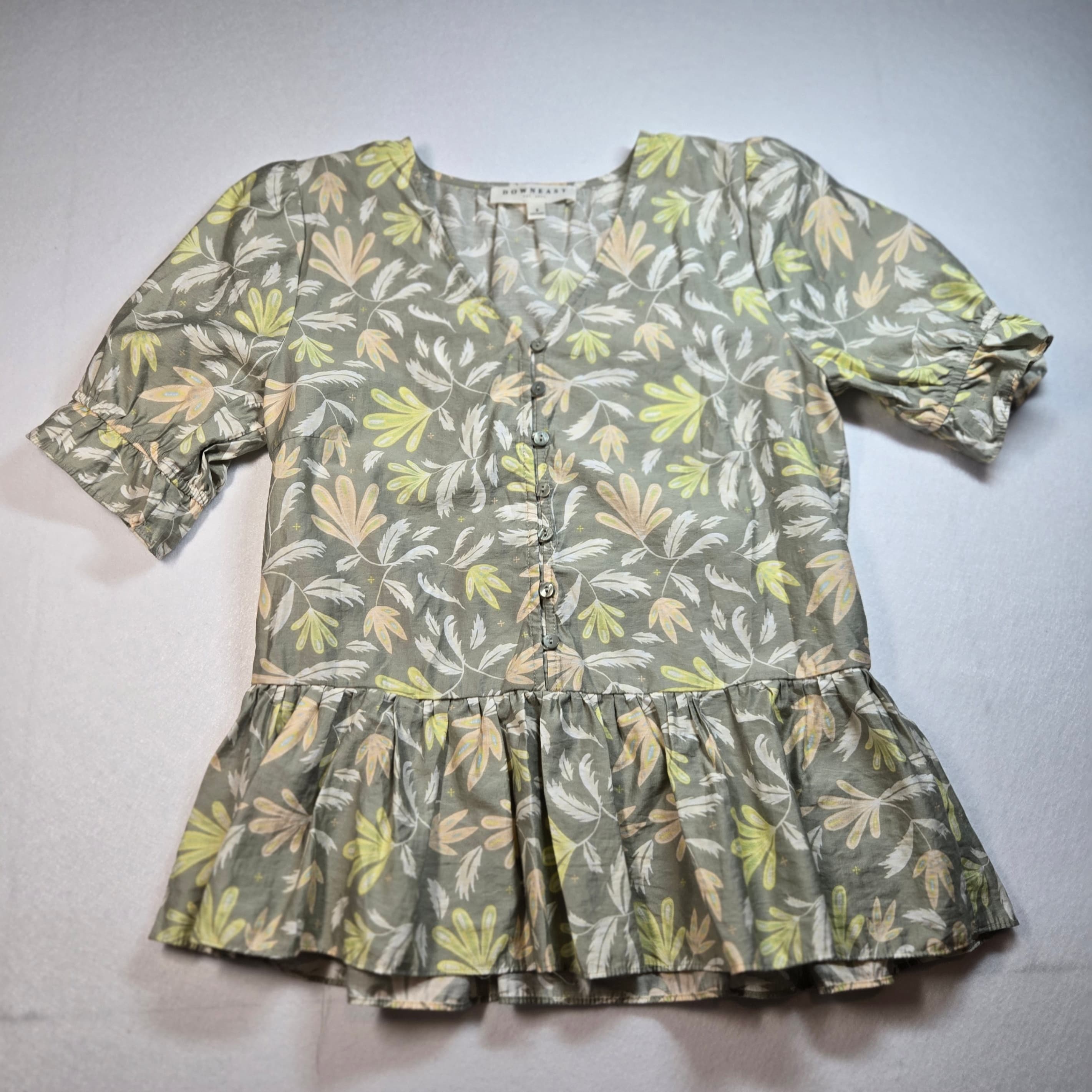 Downeast Floral Puff Sleeve Blouse Size Small