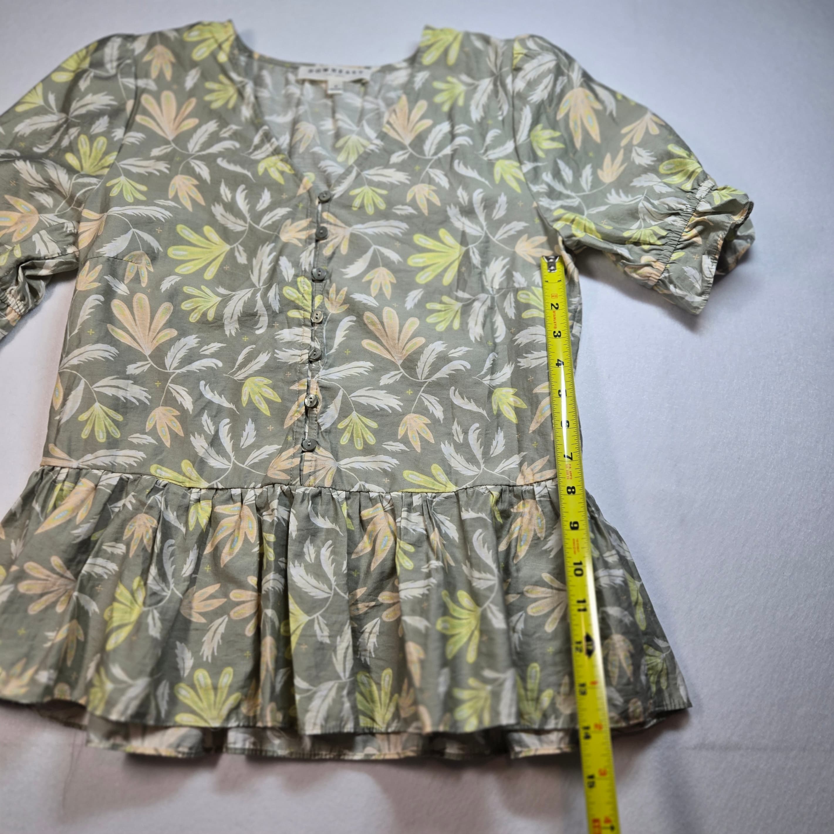 Downeast Floral Puff Sleeve Blouse Size Small - Thumbnail 6
