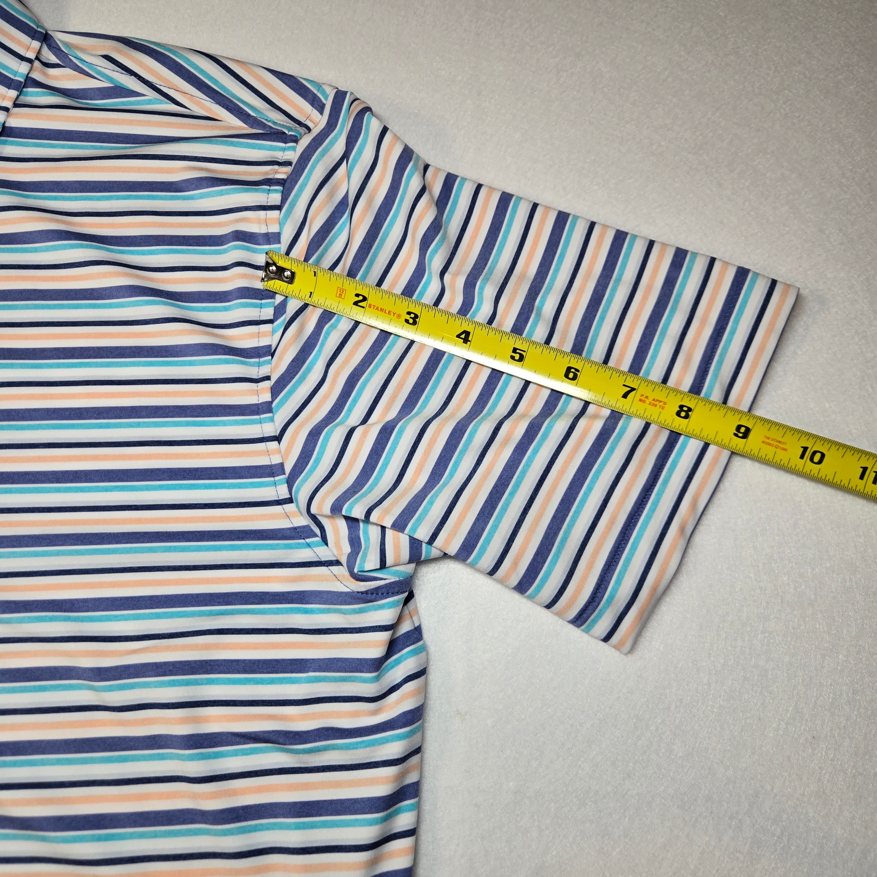 Peter Miller Striped Short Sleeve Polo Shirt Size L - Thumbnail 4