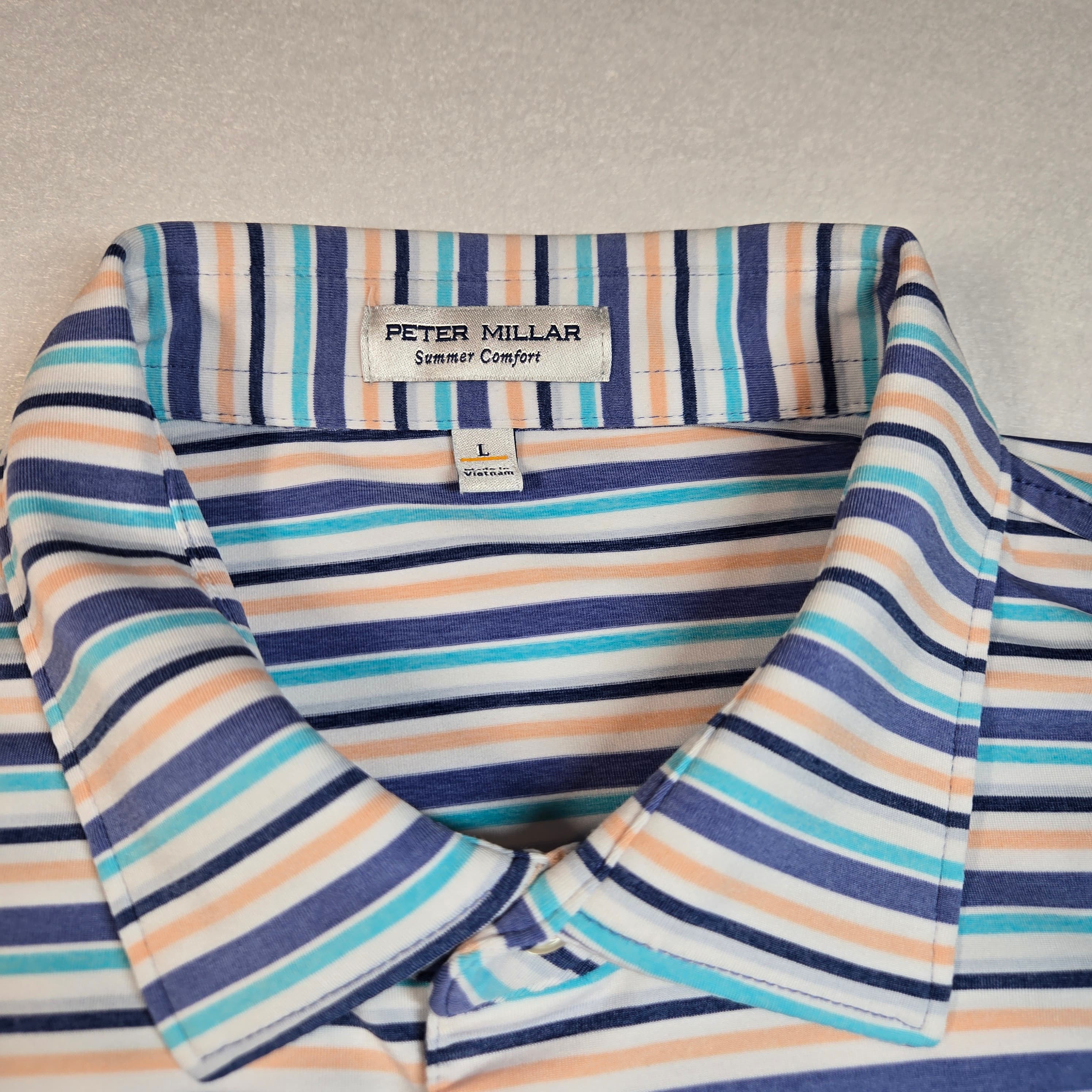 Peter Miller Striped Short Sleeve Polo Shirt Size L - Thumbnail 7