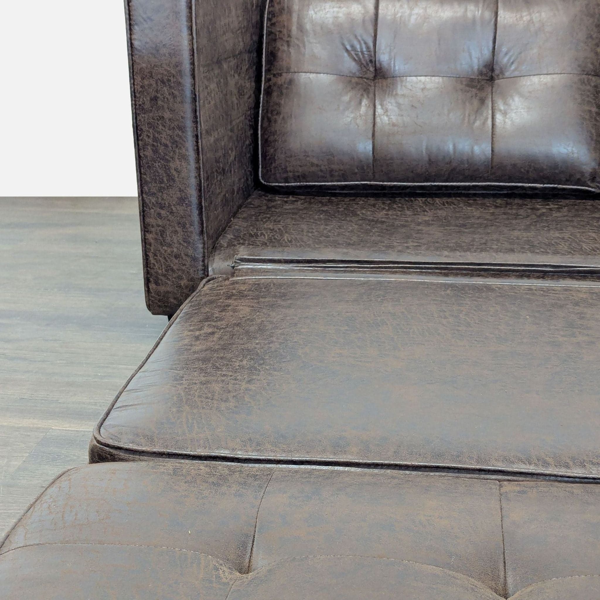 Brown Faux Leather Sleeper Sofa with Cup Holders - Thumbnail 8