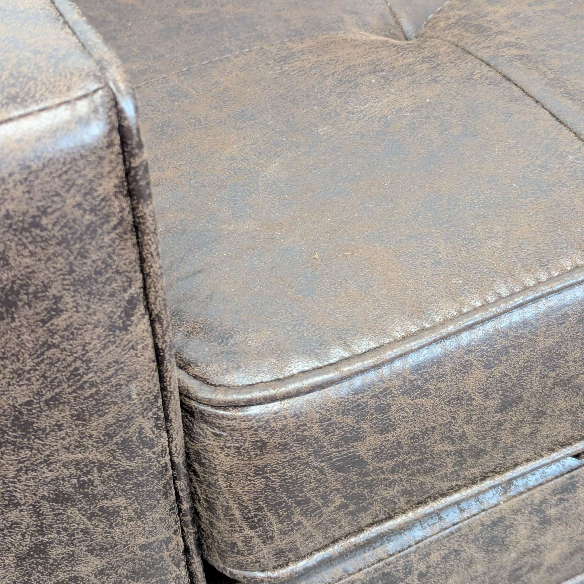 Brown Faux Leather Sleeper Sofa with Cup Holders - Thumbnail 10