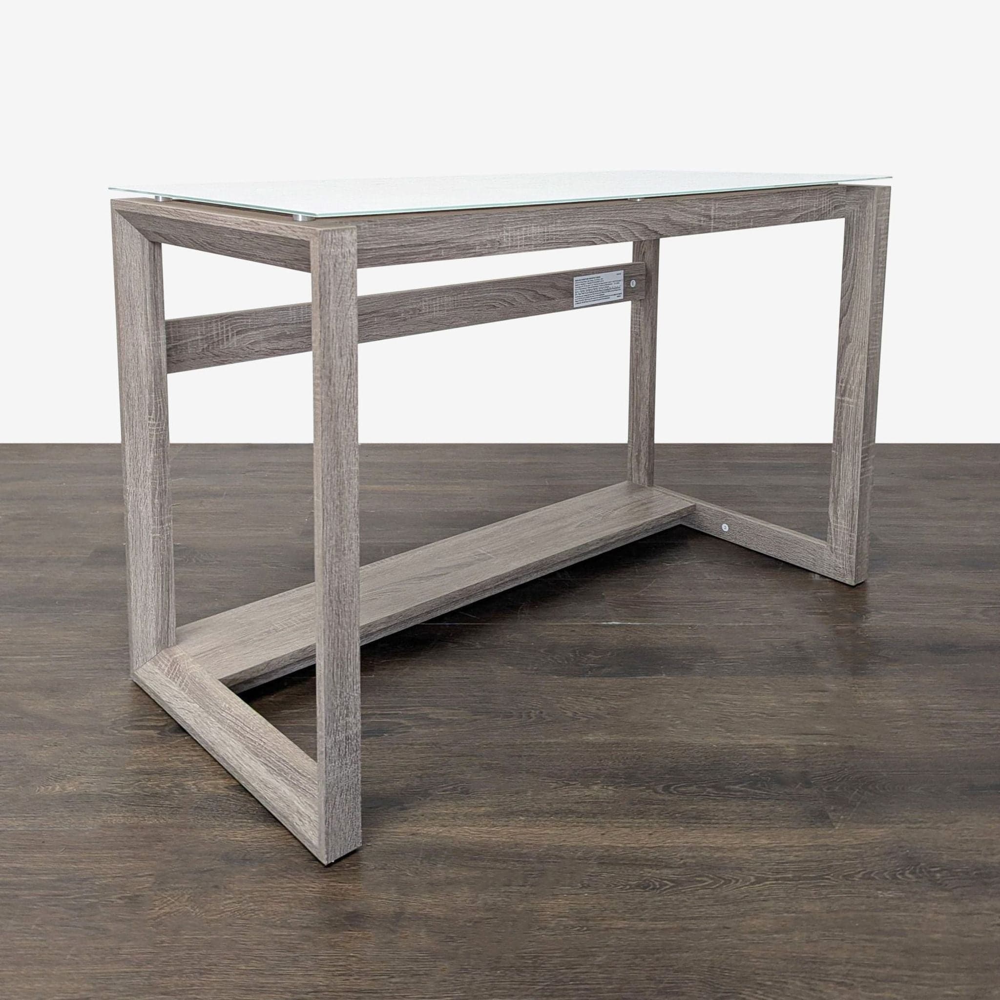 Whalen Furniture Cecile Glass Top Desk with Modern Gray Wood Frame - Thumbnail 2