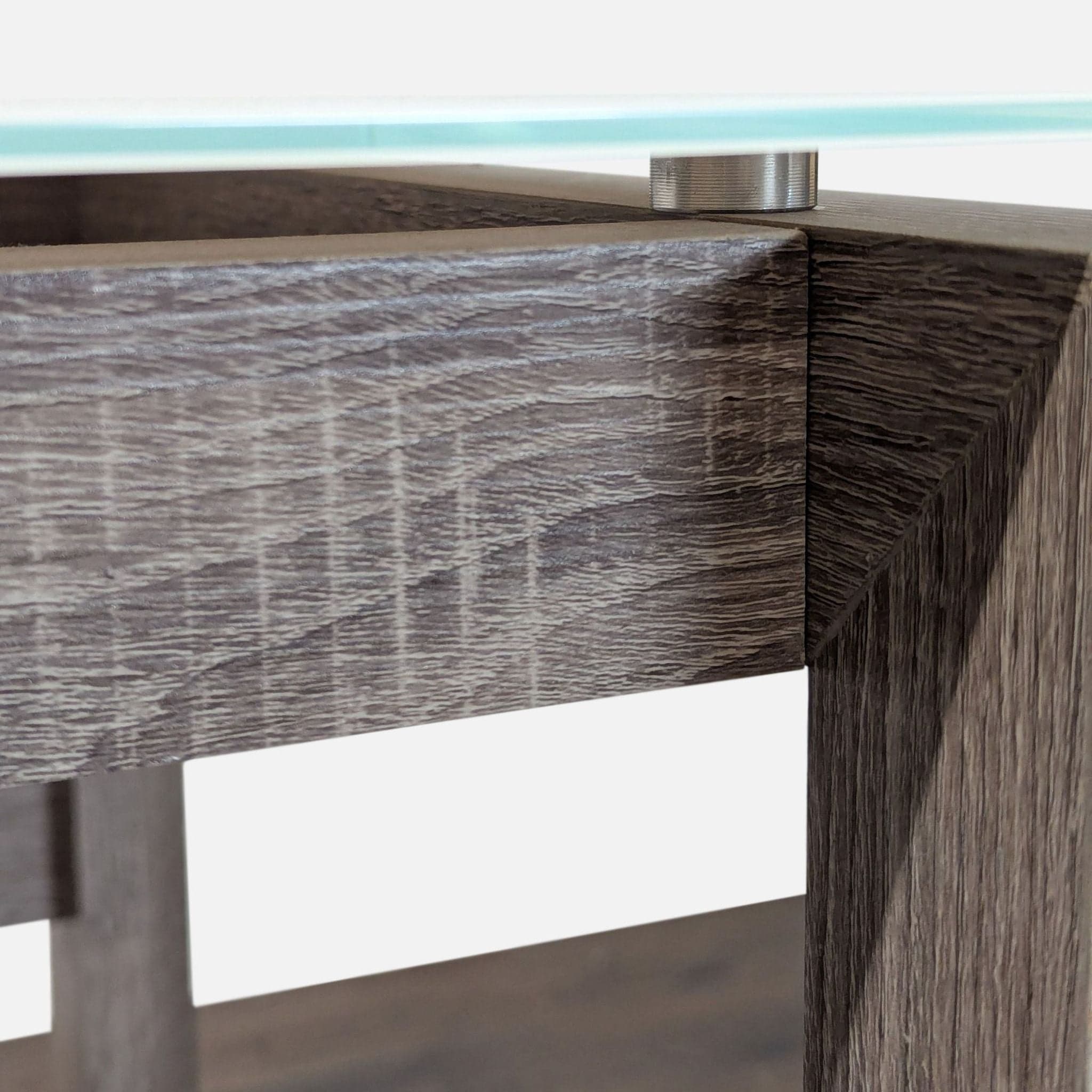 Whalen Furniture Cecile Glass Top Desk with Modern Gray Wood Frame - Thumbnail 7