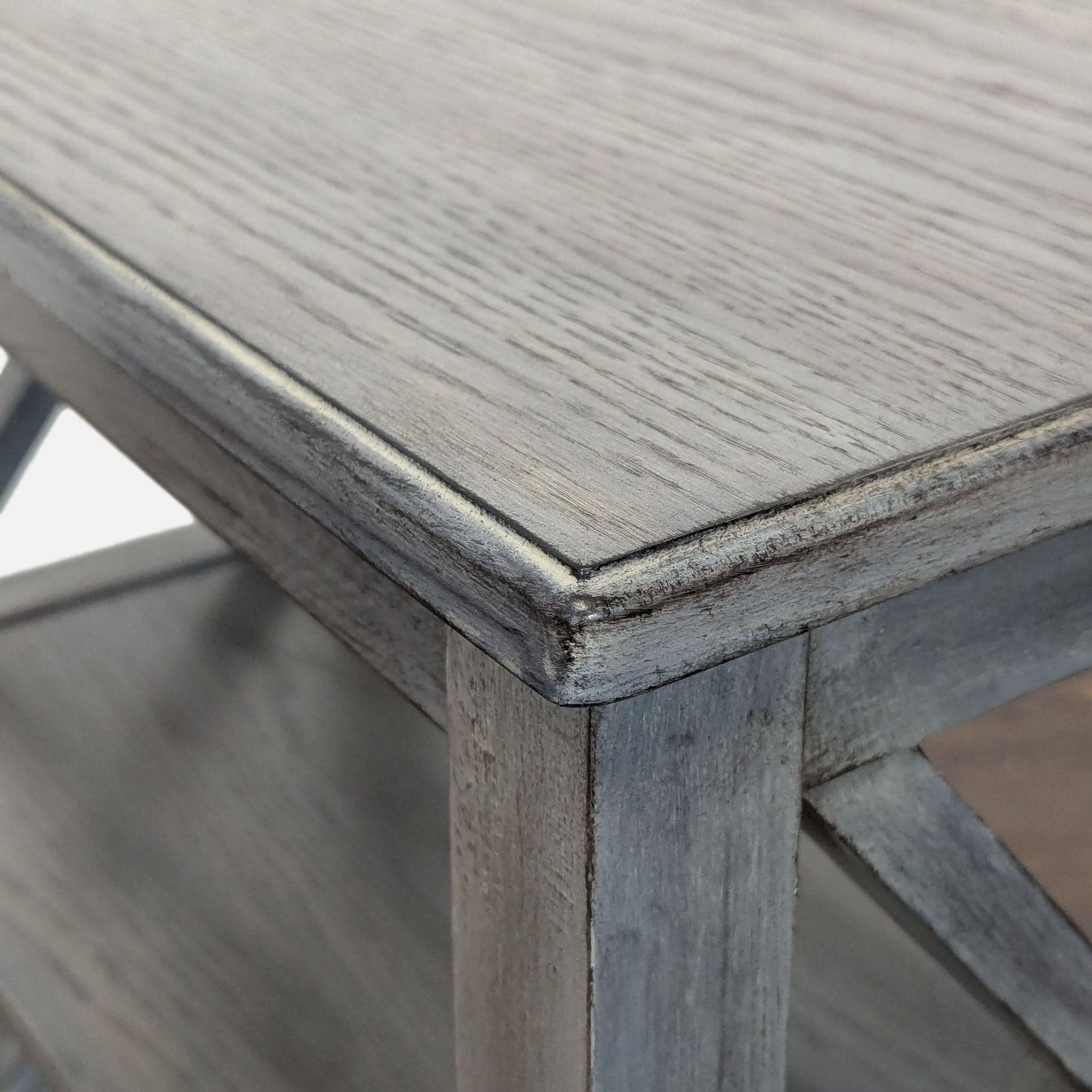 Gray Wooden 2-Shelf Bookcase with X-Design Sides - Thumbnail 3
