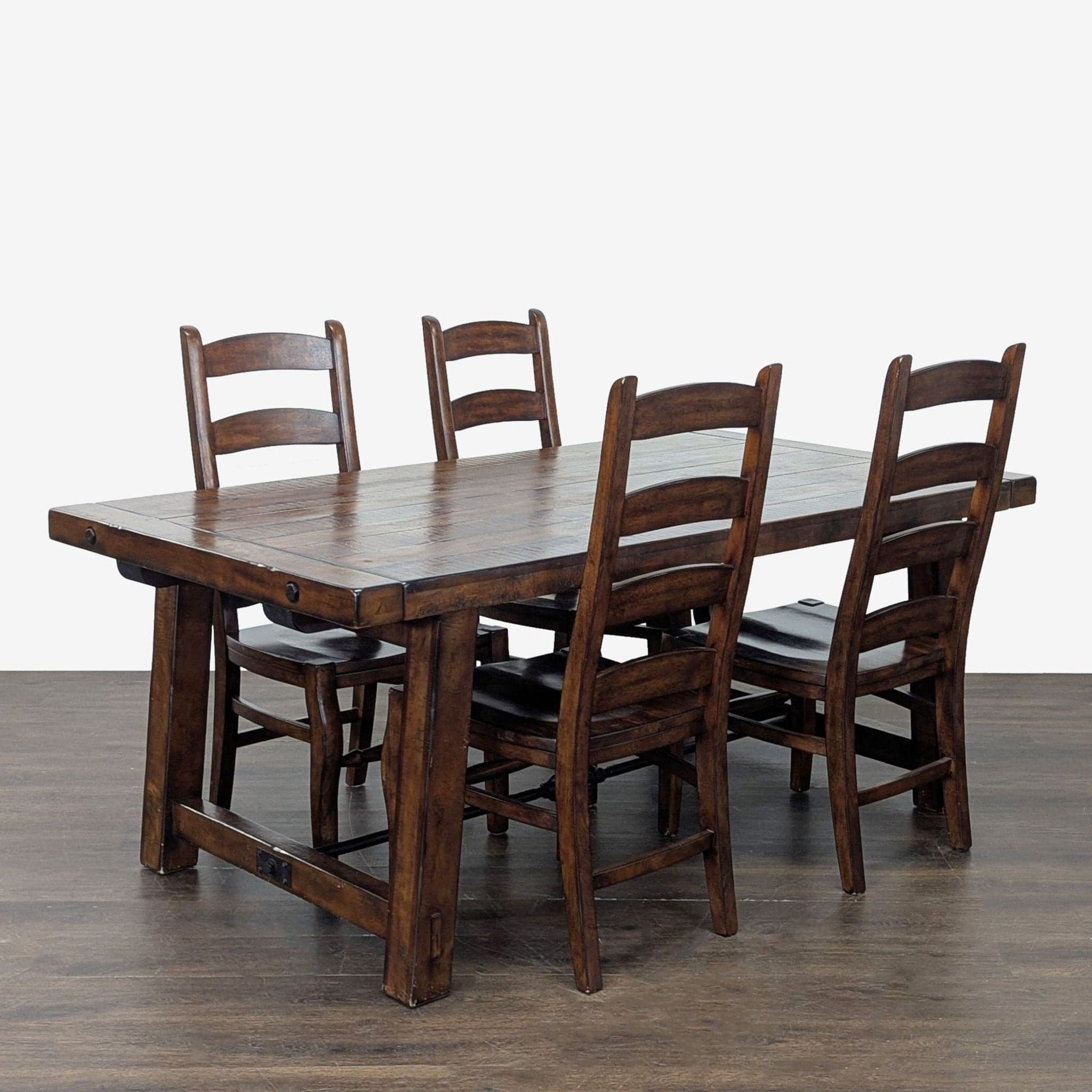 Pottery Barn Benchwright Rustic Wood Extendable Dining Table with 4 Wynn Chairs - Thumbnail 12