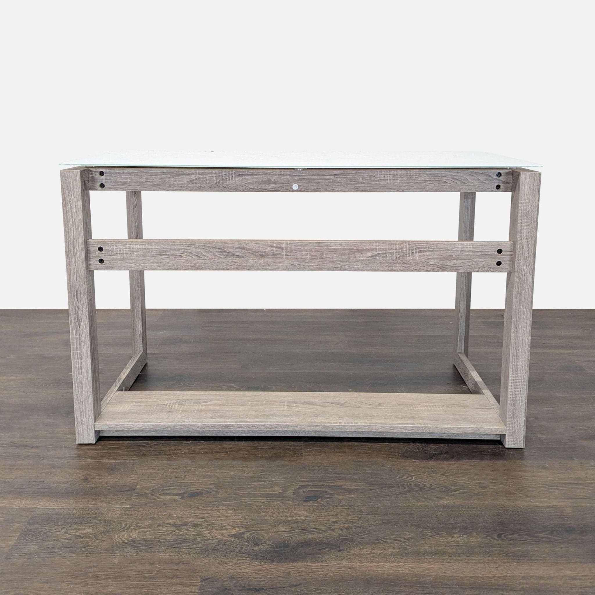 Whalen Furniture Cecile Glass Top Desk with Modern Gray Wood Frame - Thumbnail 5