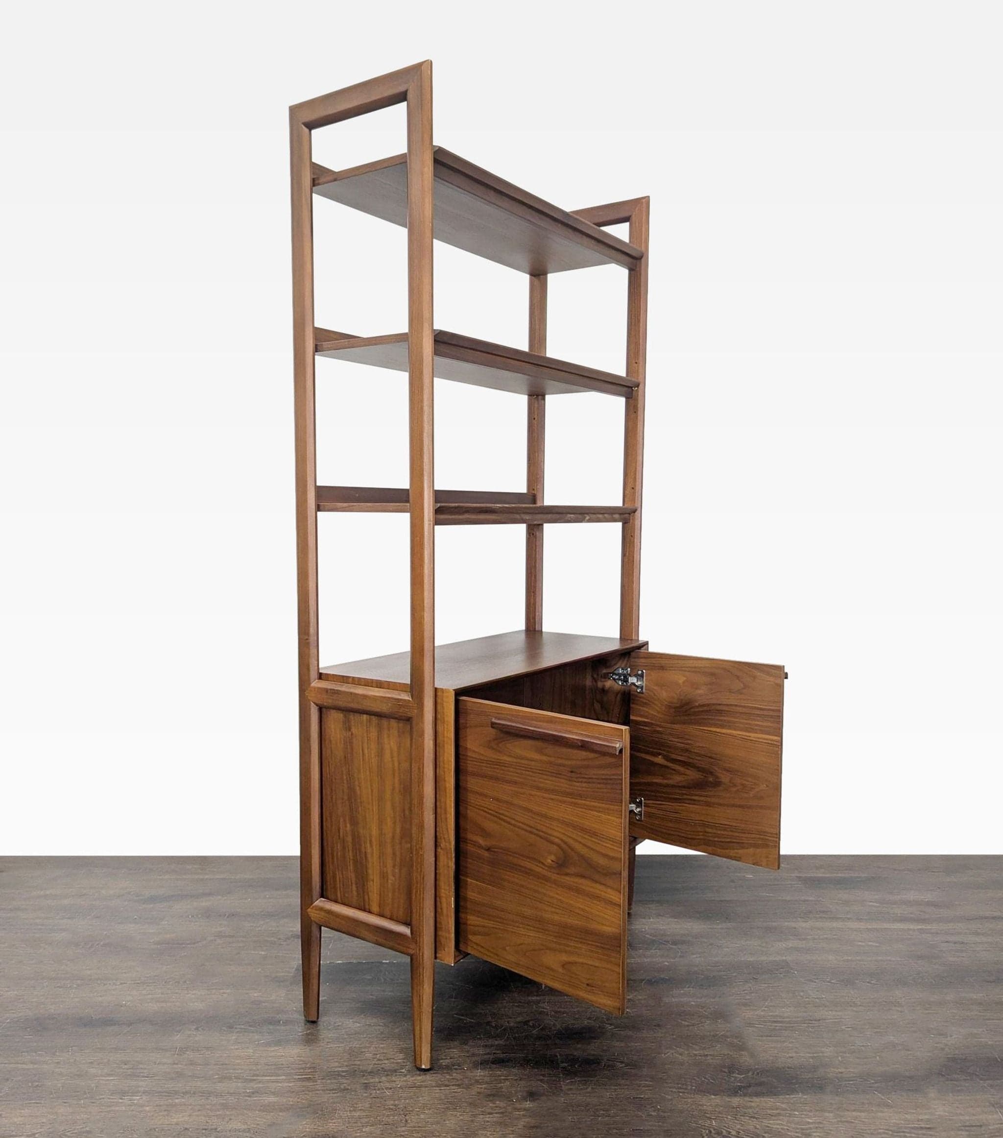 Crate & Barrel Tate Modern Walnut Bookshelf with Storage Cabinet - Thumbnail 2