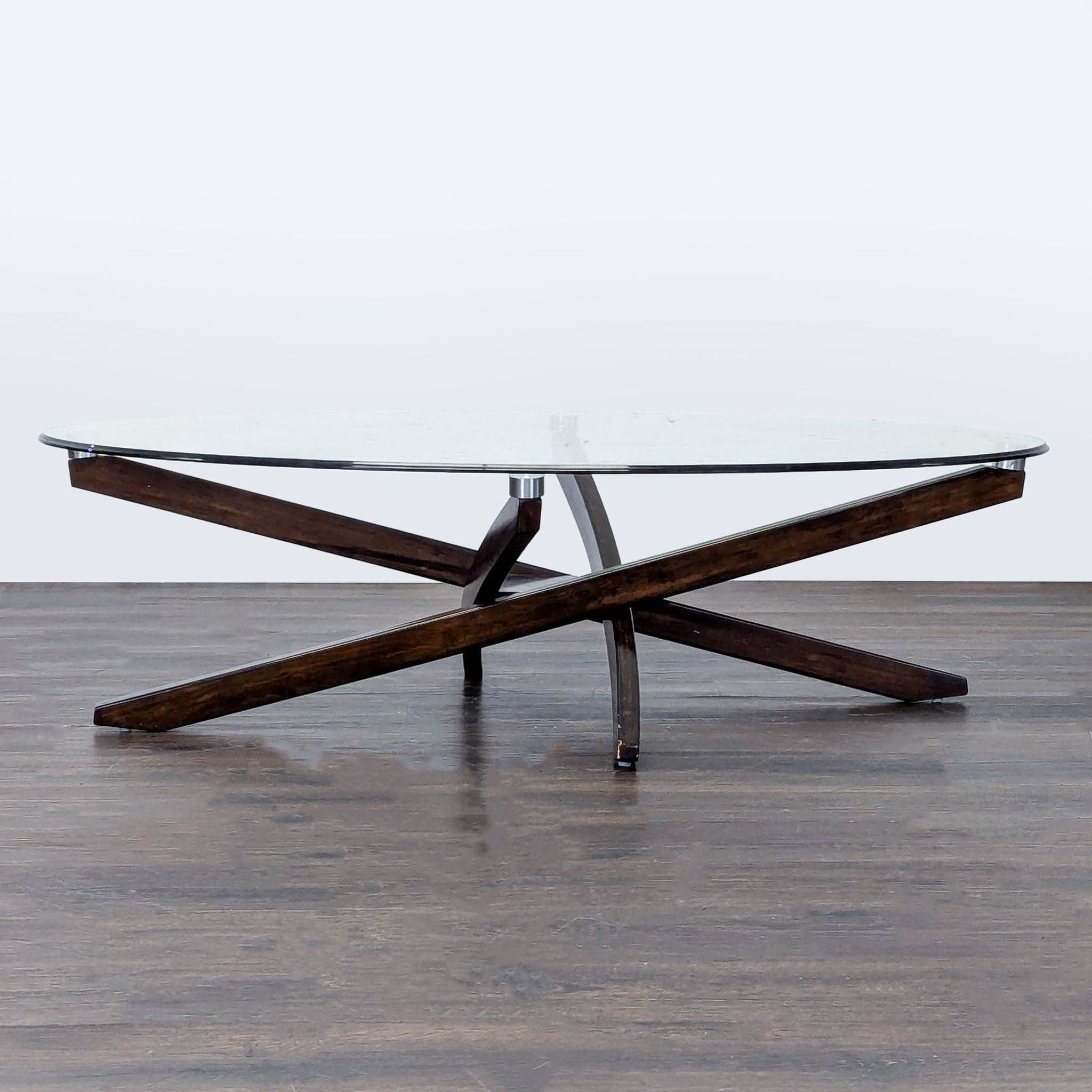 Mid-Century Modern Style Glass Top Coffee Table - Thumbnail 2