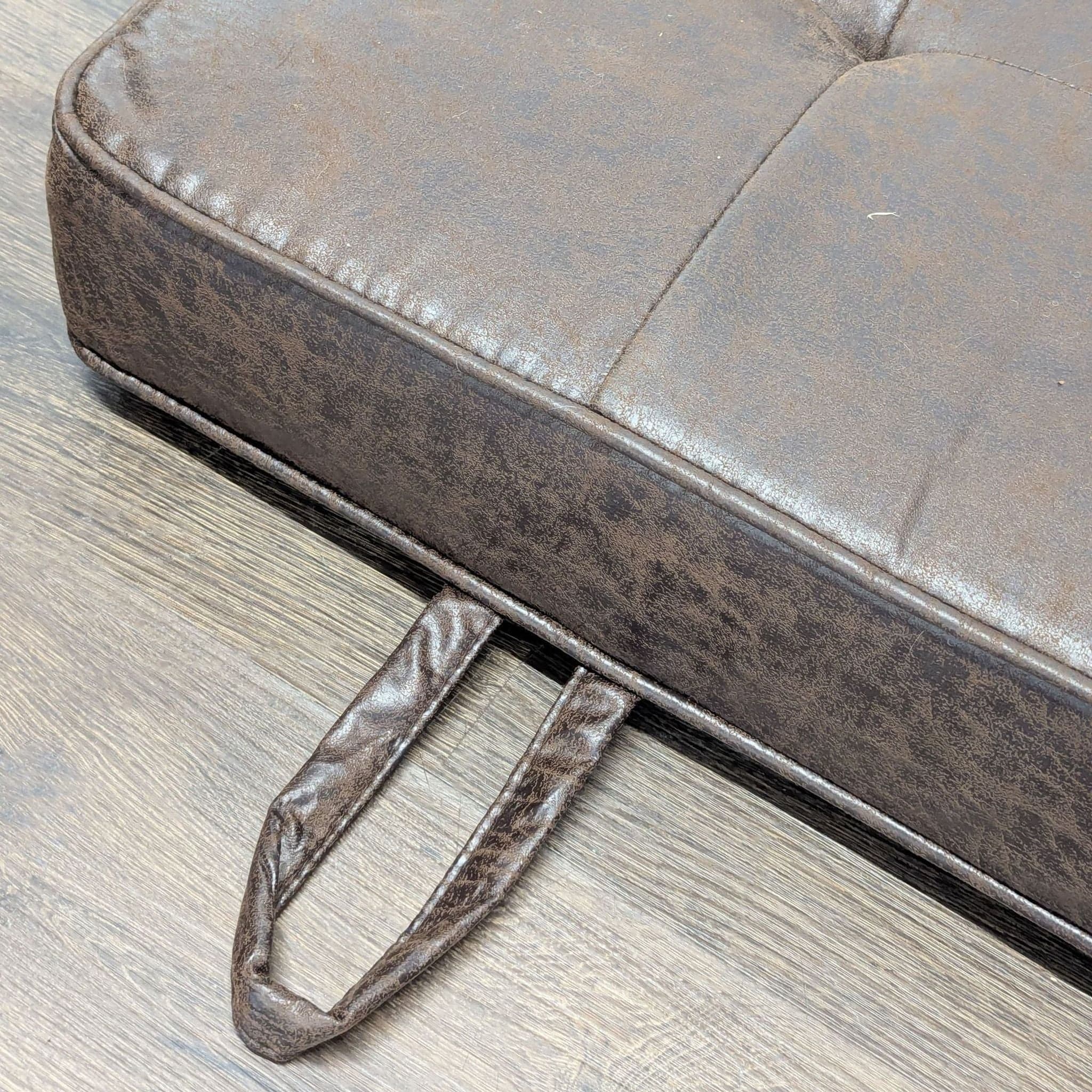Brown Faux Leather Sleeper Sofa with Cup Holders - Thumbnail 9