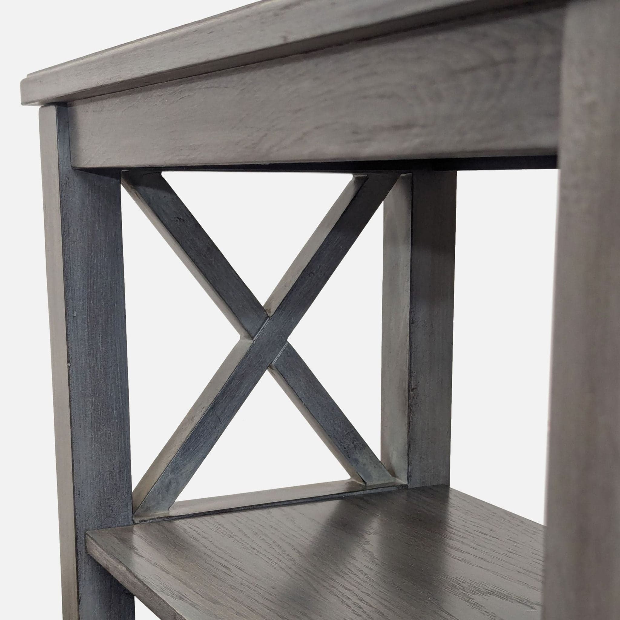 Gray Wooden 2-Shelf Bookcase with X-Design Sides - Thumbnail 4
