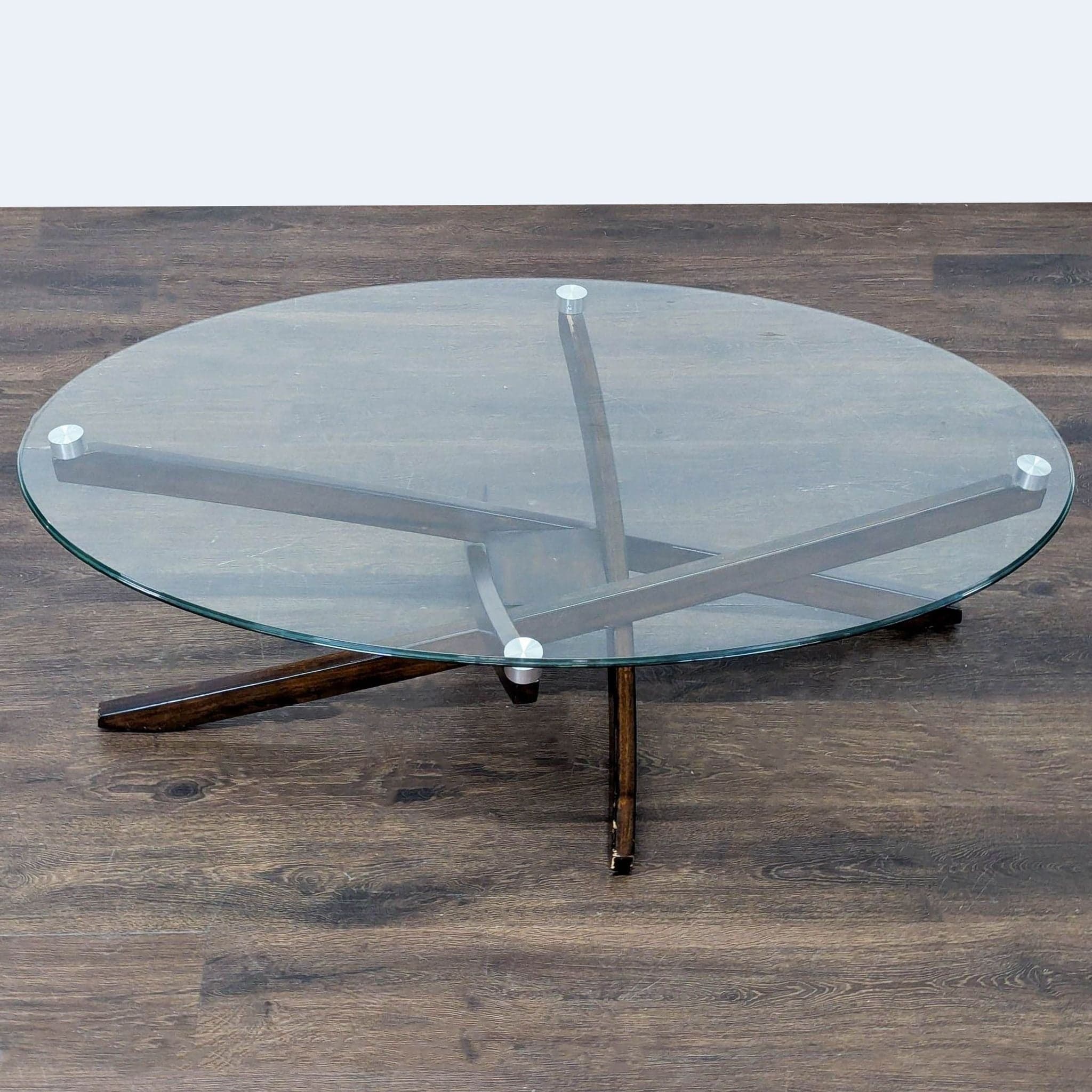 Mid-Century Modern Style Glass Top Coffee Table - Thumbnail 4