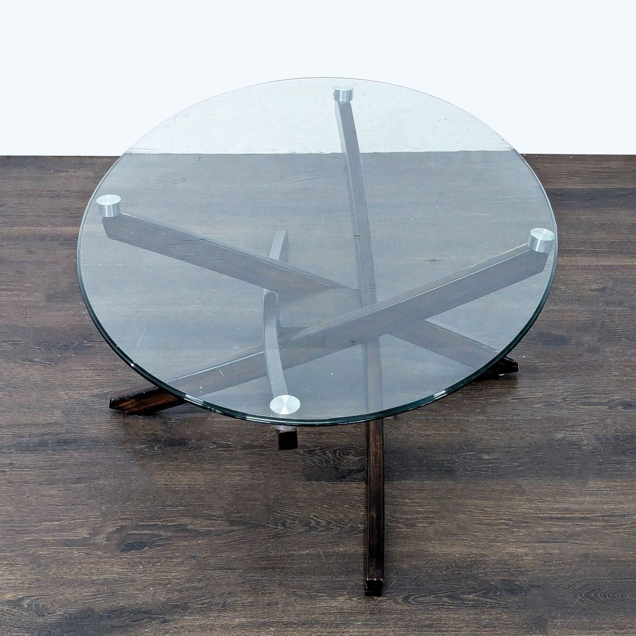 Mid-Century Modern Style Glass Top Coffee Table - Thumbnail 3