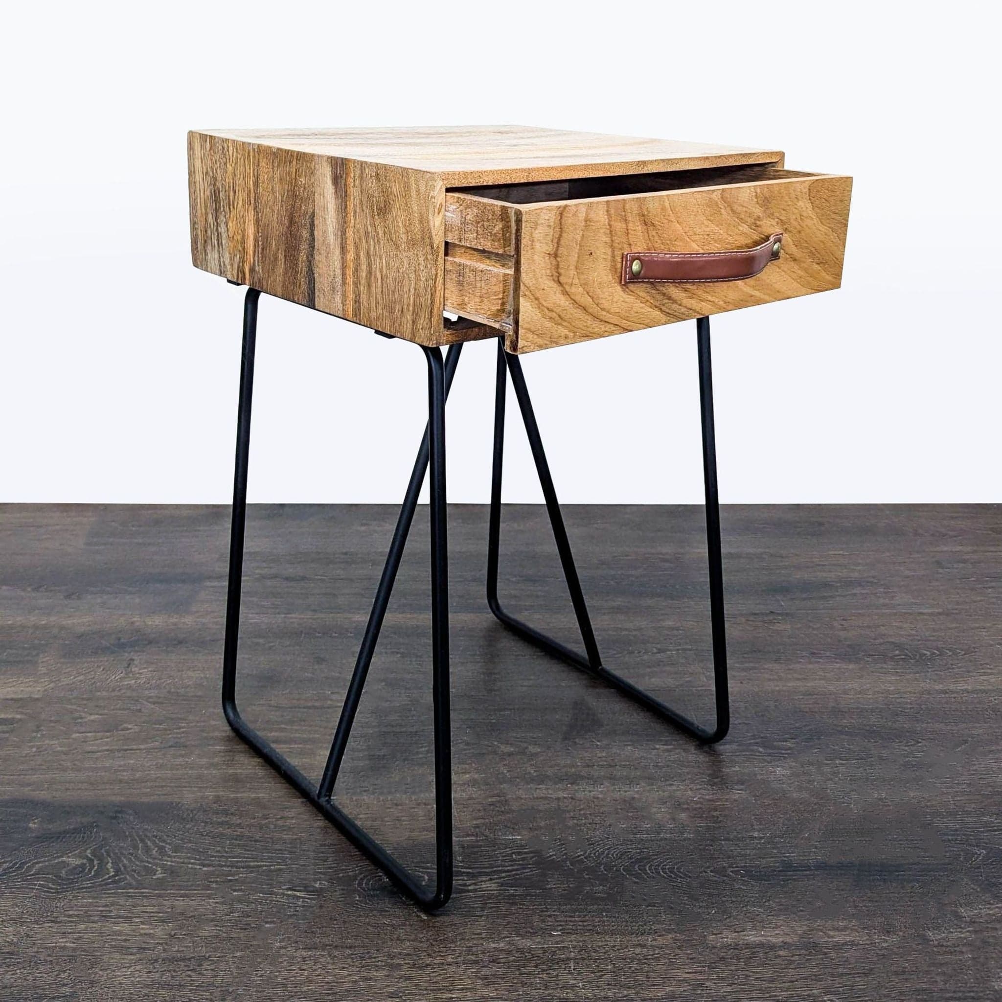 One Drawer Nightstand on Metal Base - Thumbnail 2