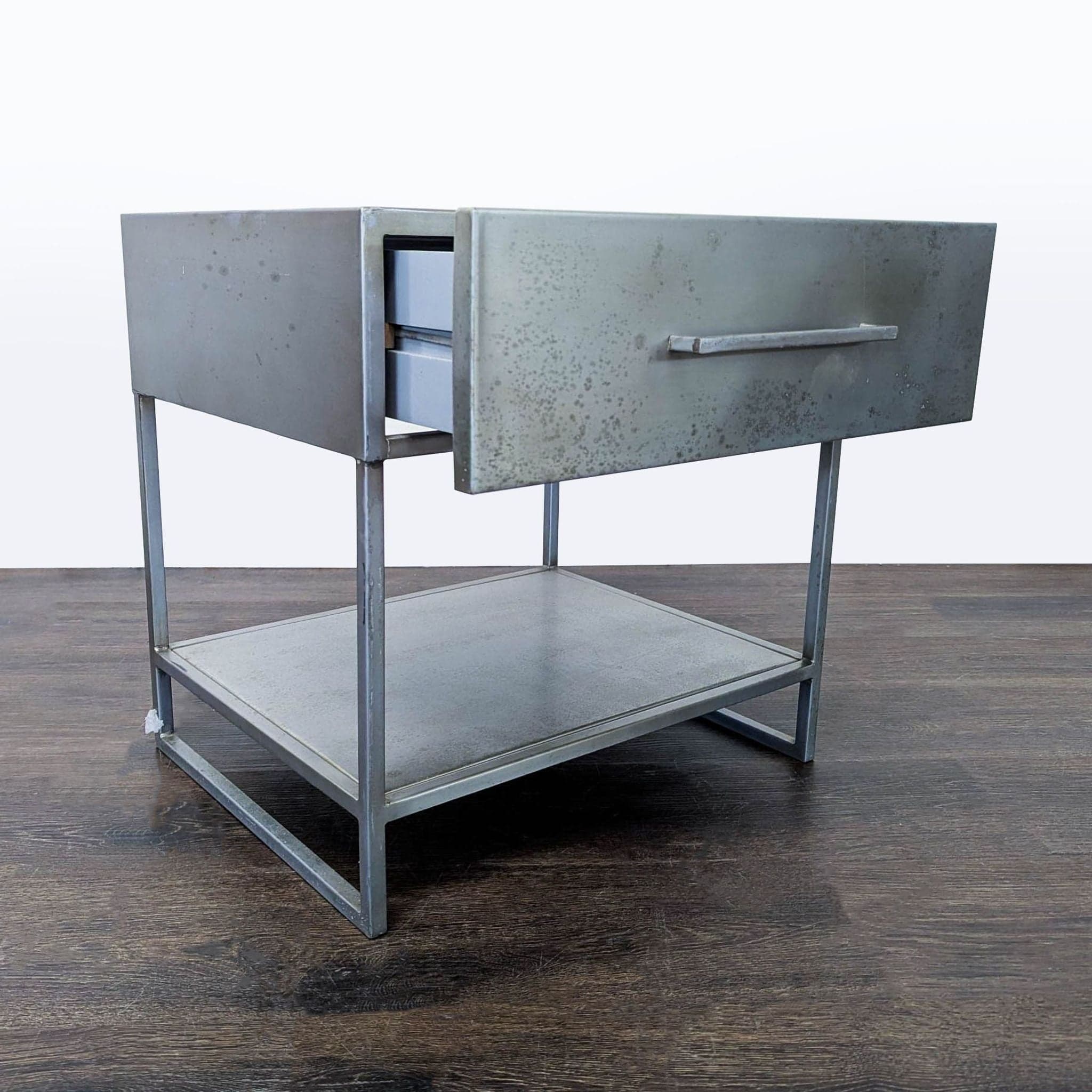 CB2 Proof One Drawer Metal Nightstand with Shelf - Thumbnail 2