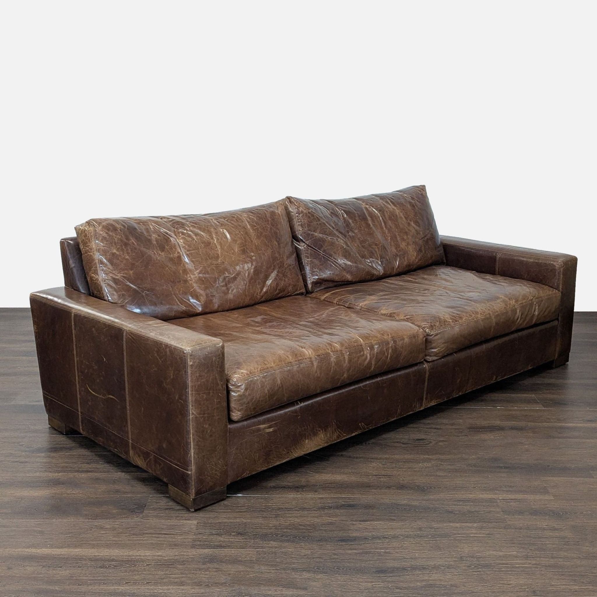 Thrive Furniture Brown Leather 3-Seat Sofa - Thumbnail 2