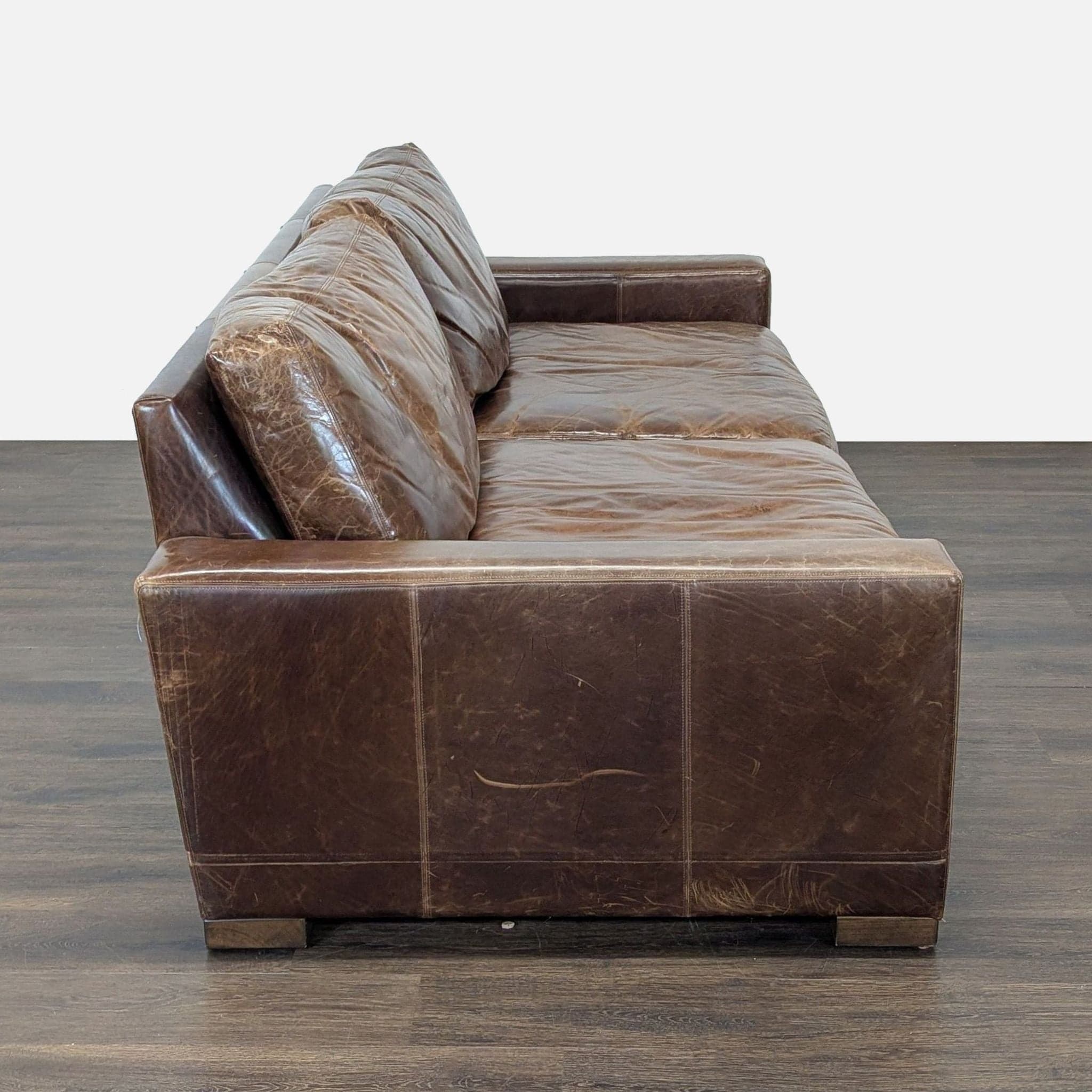 Thrive Furniture Brown Leather 3-Seat Sofa - Thumbnail 3