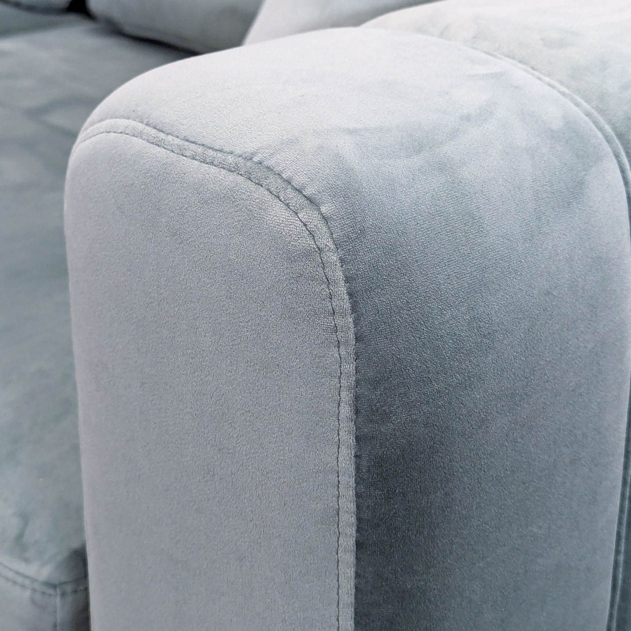 Rove Concepts Modern Light Blue Velvet Sectional Sofa with Ottoman - Thumbnail 7
