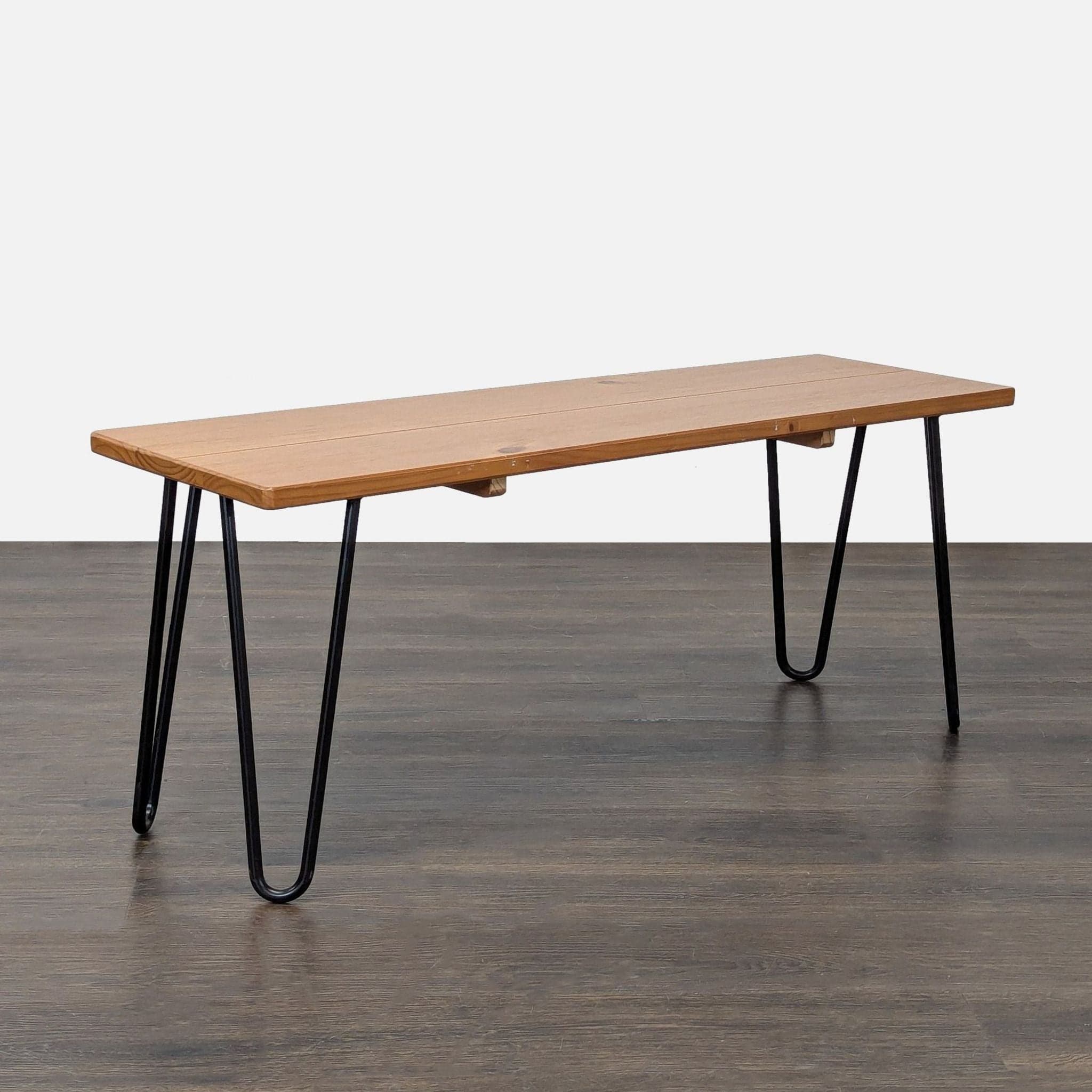 Two Plank Maple Bench on Hairpin Legs - Thumbnail 2