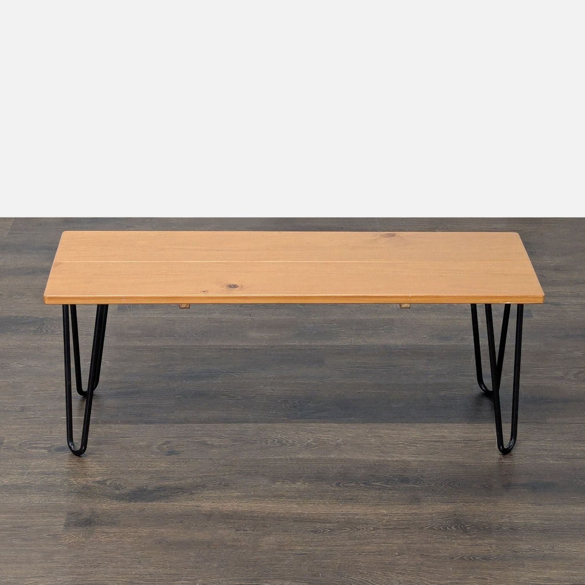 Two Plank Maple Bench on Hairpin Legs - Thumbnail 4