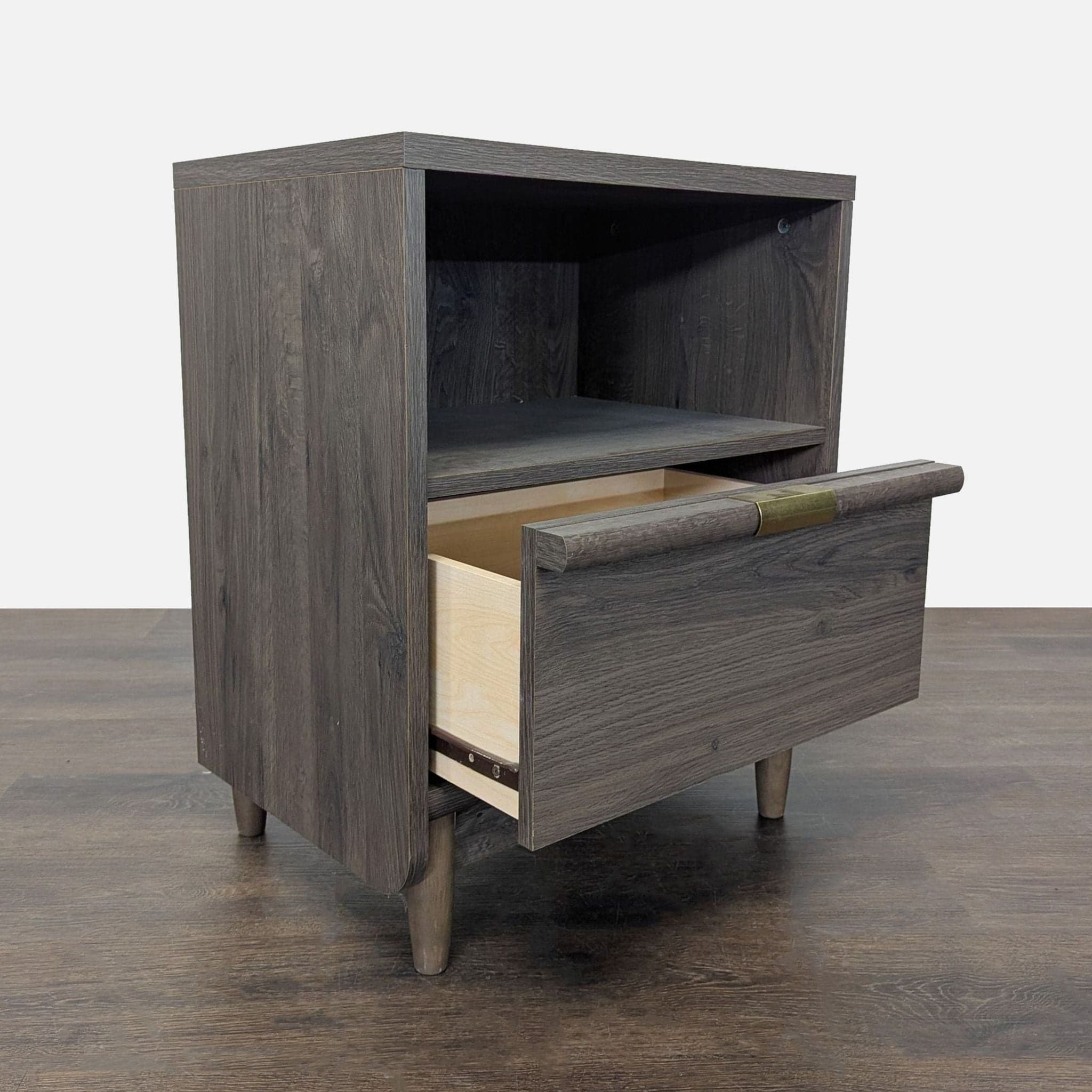 One Drawer Open Shelf Nightstand - Thumbnail 2