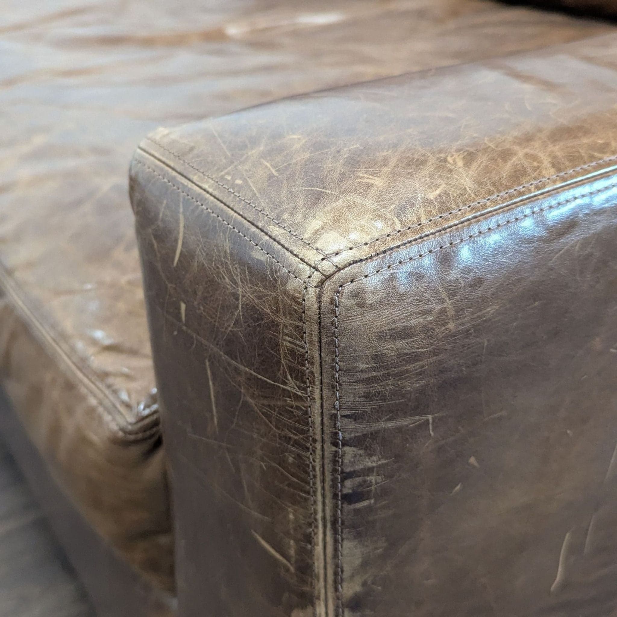 Thrive Furniture Brown Leather 3-Seat Sofa - Thumbnail 6