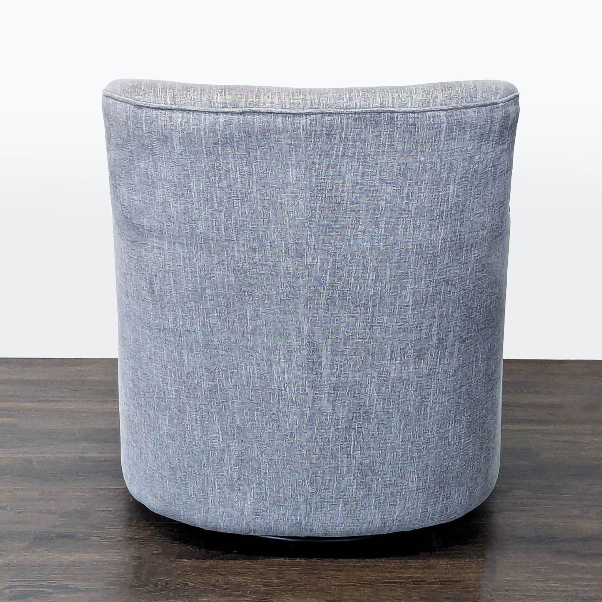 Modern Grey Fabric Swivel Lounge Chair with Button Detail - Thumbnail 4