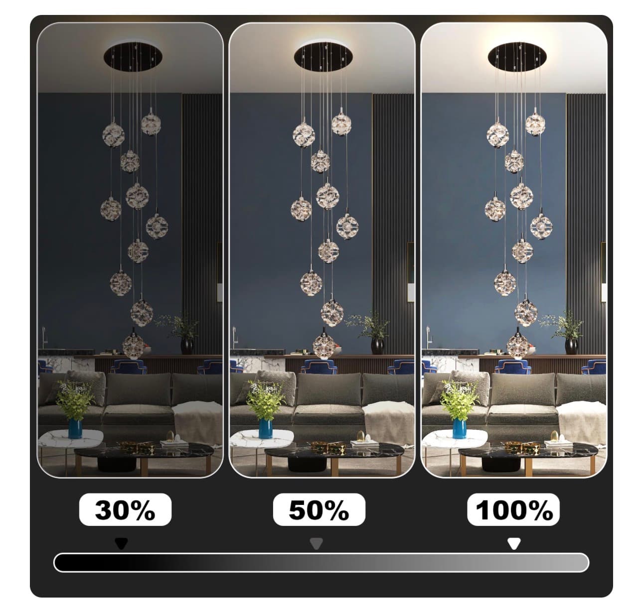 Crystal Ceiling Lamp with Remote Adjustable Height - Thumbnail 4