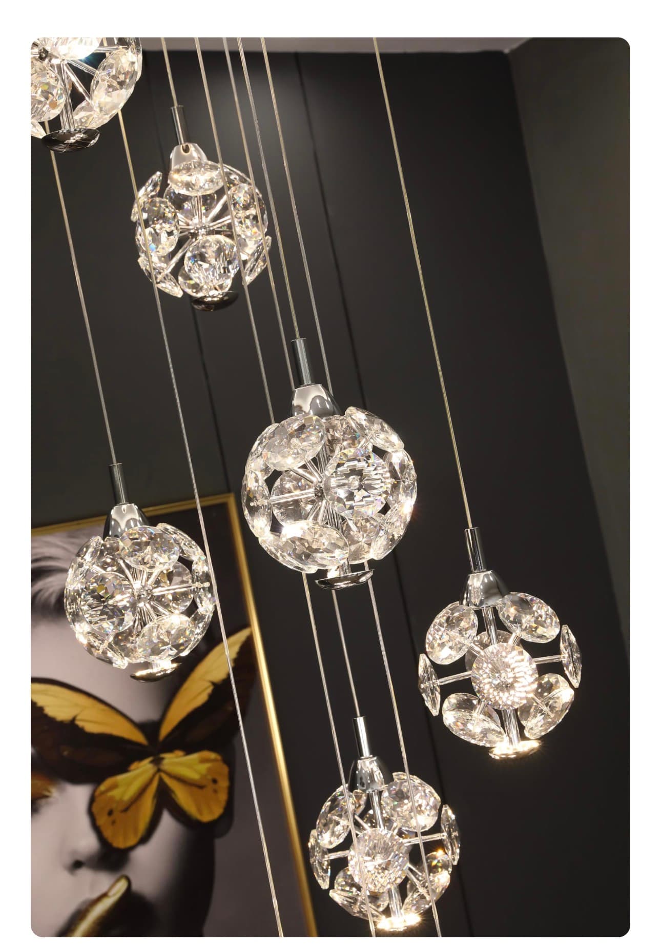 Crystal Ceiling Lamp with Remote Adjustable Height - Thumbnail 8
