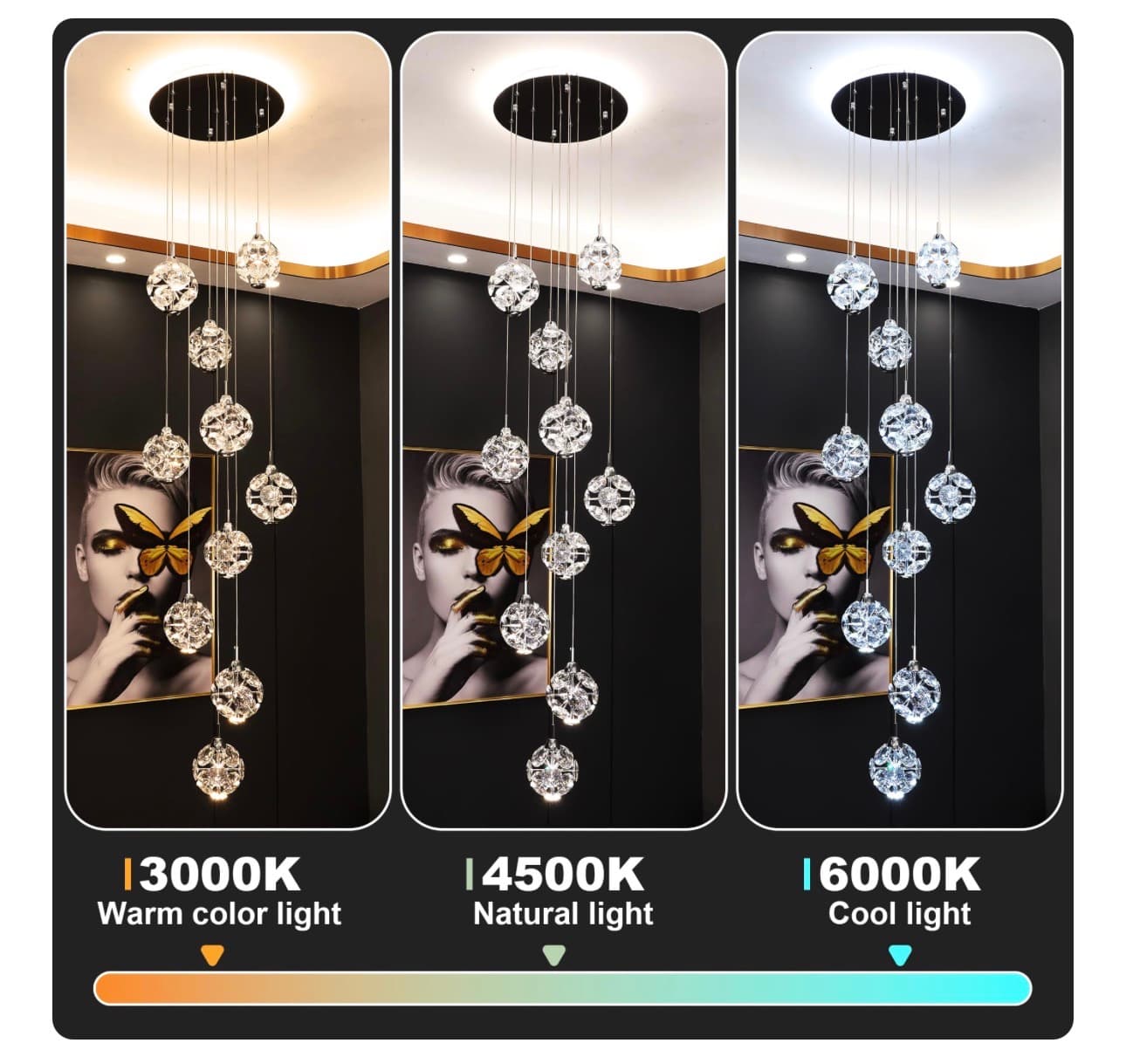 Crystal Ceiling Lamp with Remote Adjustable Height - Thumbnail 3