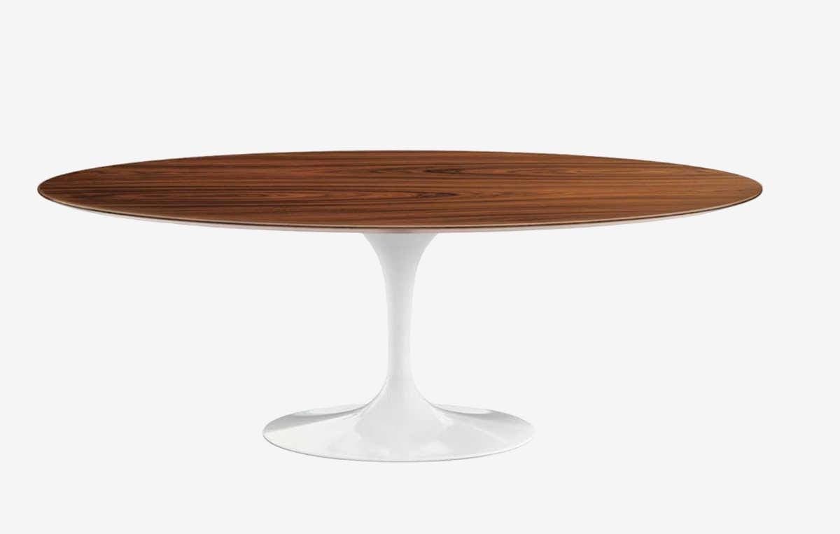 Tulip Knoll Saarinen Dining Table, Oval 84" (Rosewood Veneer) - Regular - Regular
