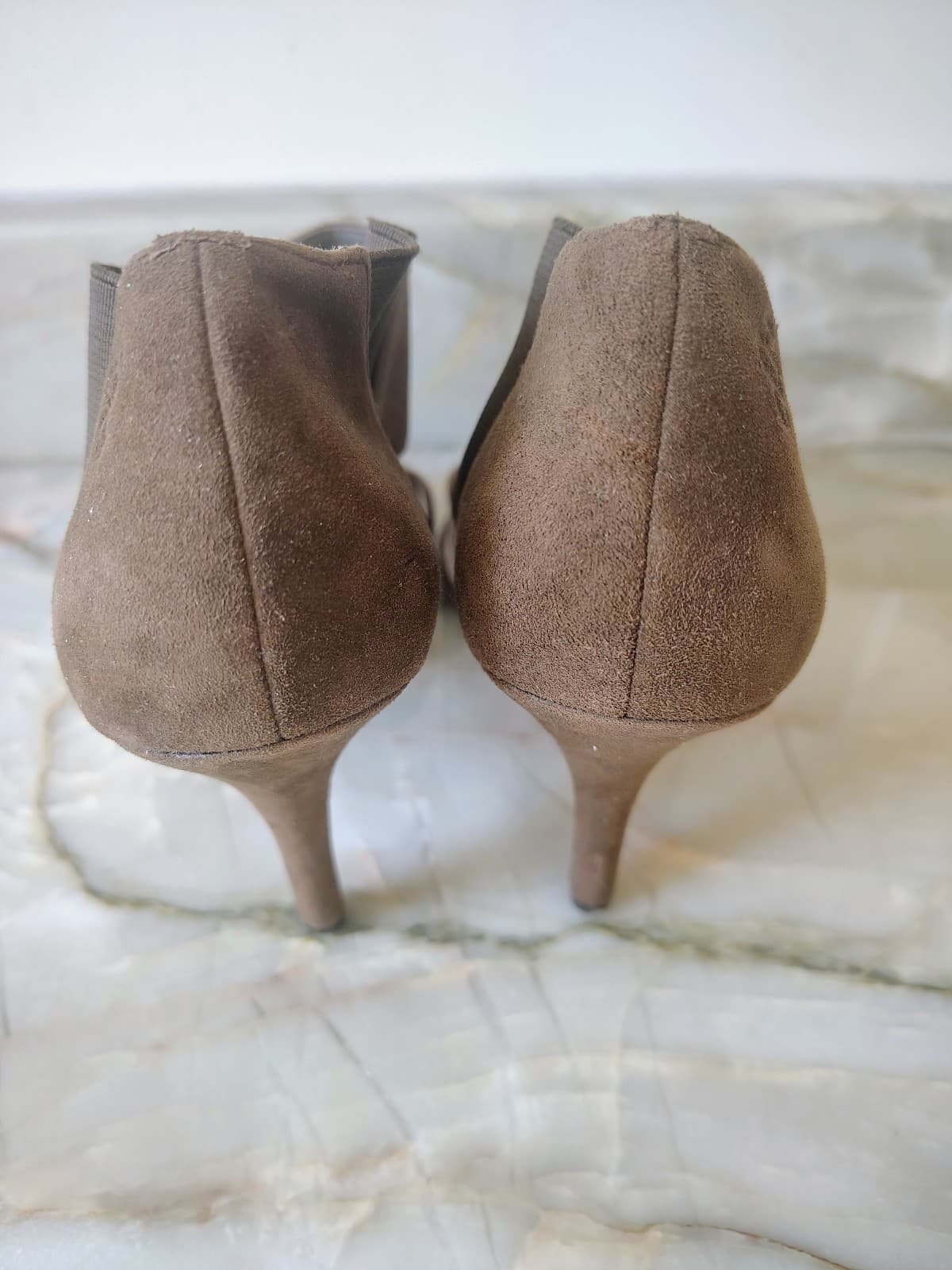 COACH "Adrianna" Suede Peep Toe Stiletto Booties: sz 8 - Thumbnail 6