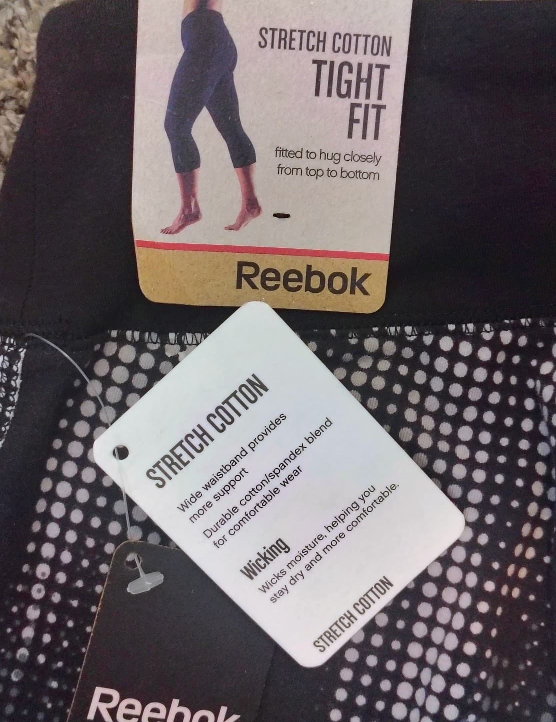 NWT REEBOK "Tight Fit" Cotton Capri Leggings: sz S - Thumbnail 4