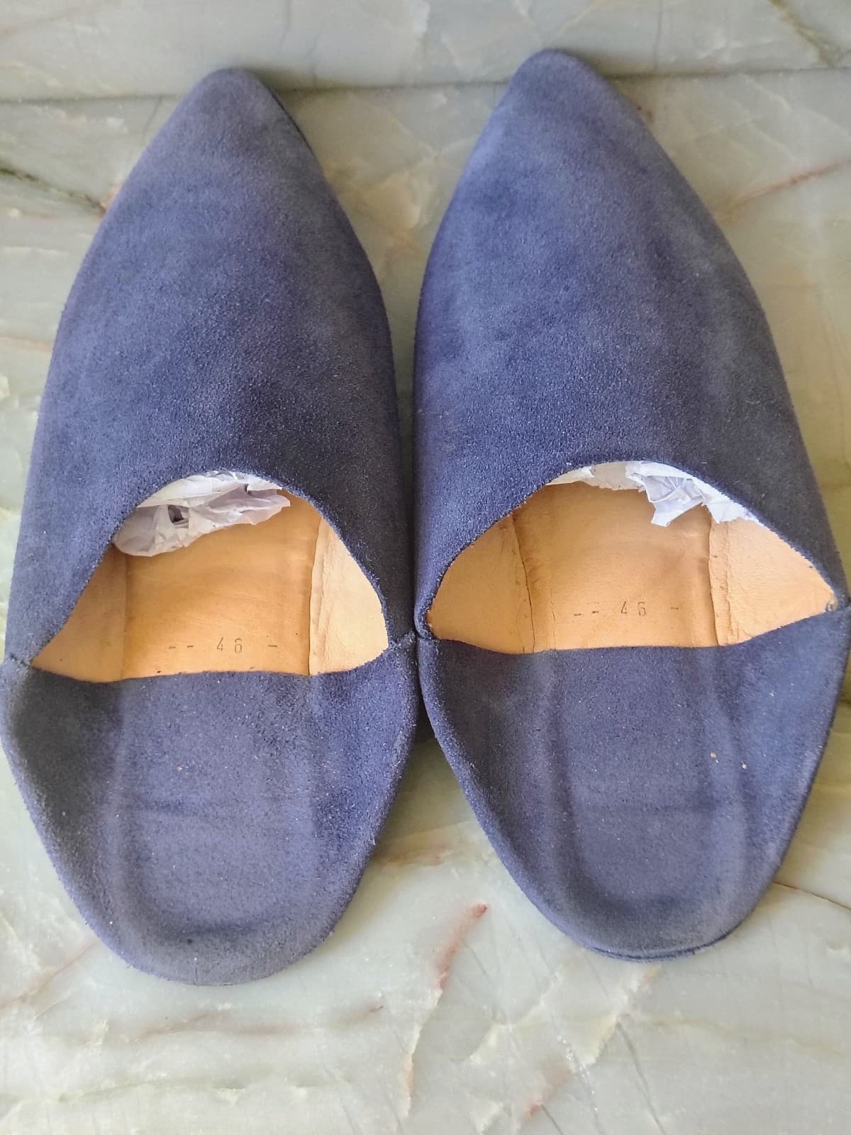 Handcrafted Morrocan VRAI CUIR Babouche-style Mule Slippers: sz EU 46 - Thumbnail 4