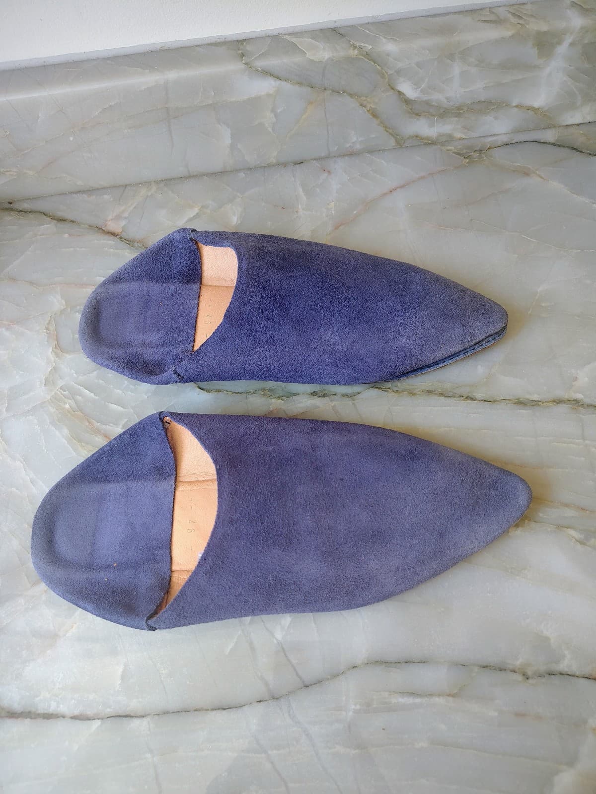 Handcrafted Morrocan VRAI CUIR Babouche-style Mule Slippers: sz EU 46 - Thumbnail 5