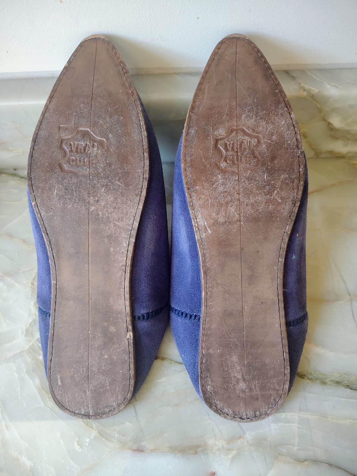 Handcrafted Morrocan VRAI CUIR Babouche-style Mule Slippers: sz EU 46 - Thumbnail 3