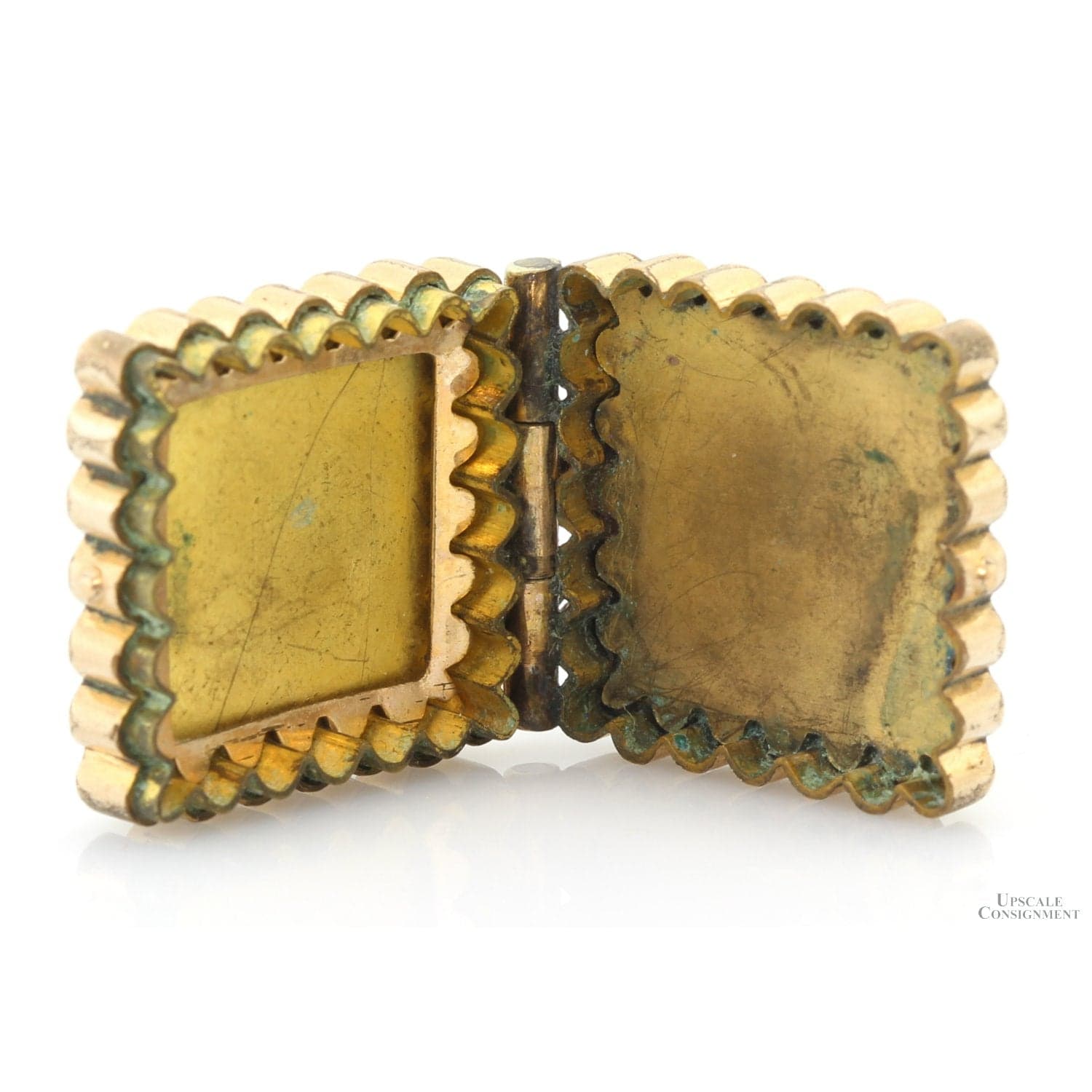 Vintage Tiger's Eye Cameo Locket Pendant with 14K Gold Accents - Thumbnail 3