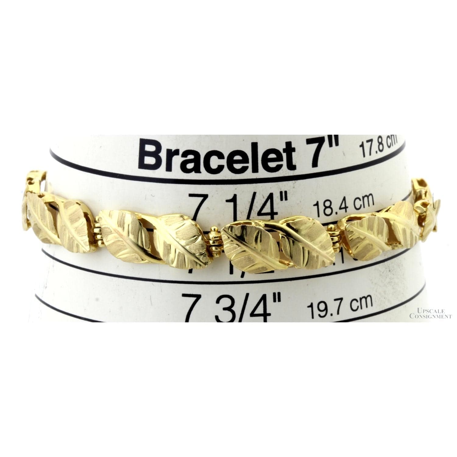 Italian Artisan 14K Yellow Gold Diamond-Cut Leaf Link Bracelet - Size 7.25 - 7.5 - Thumbnail 4