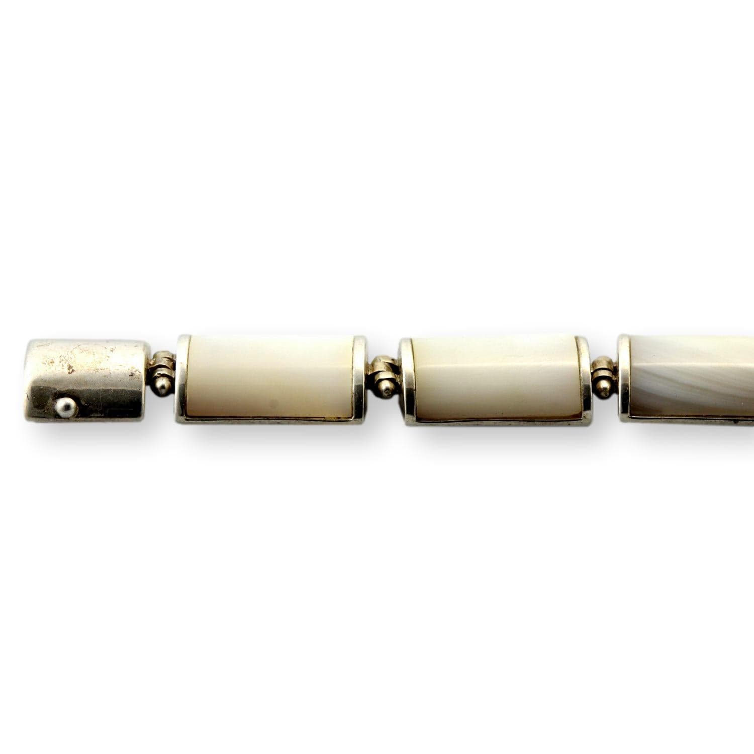 Sterling Silver & Rectangular White Mother of Pearl Bracelet - Size 6.75 - Thumbnail 2