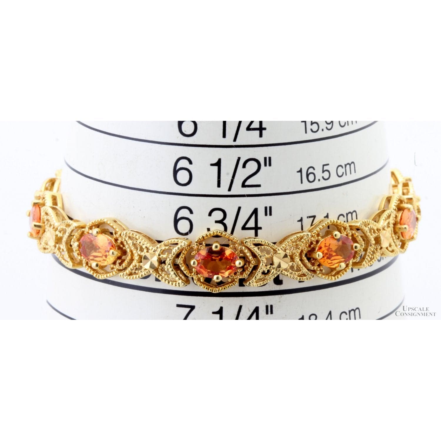 18K Gold Vermeil Sterling Silver Lab-Created Sapphire Bracelet - Size 6.75 - Thumbnail 3