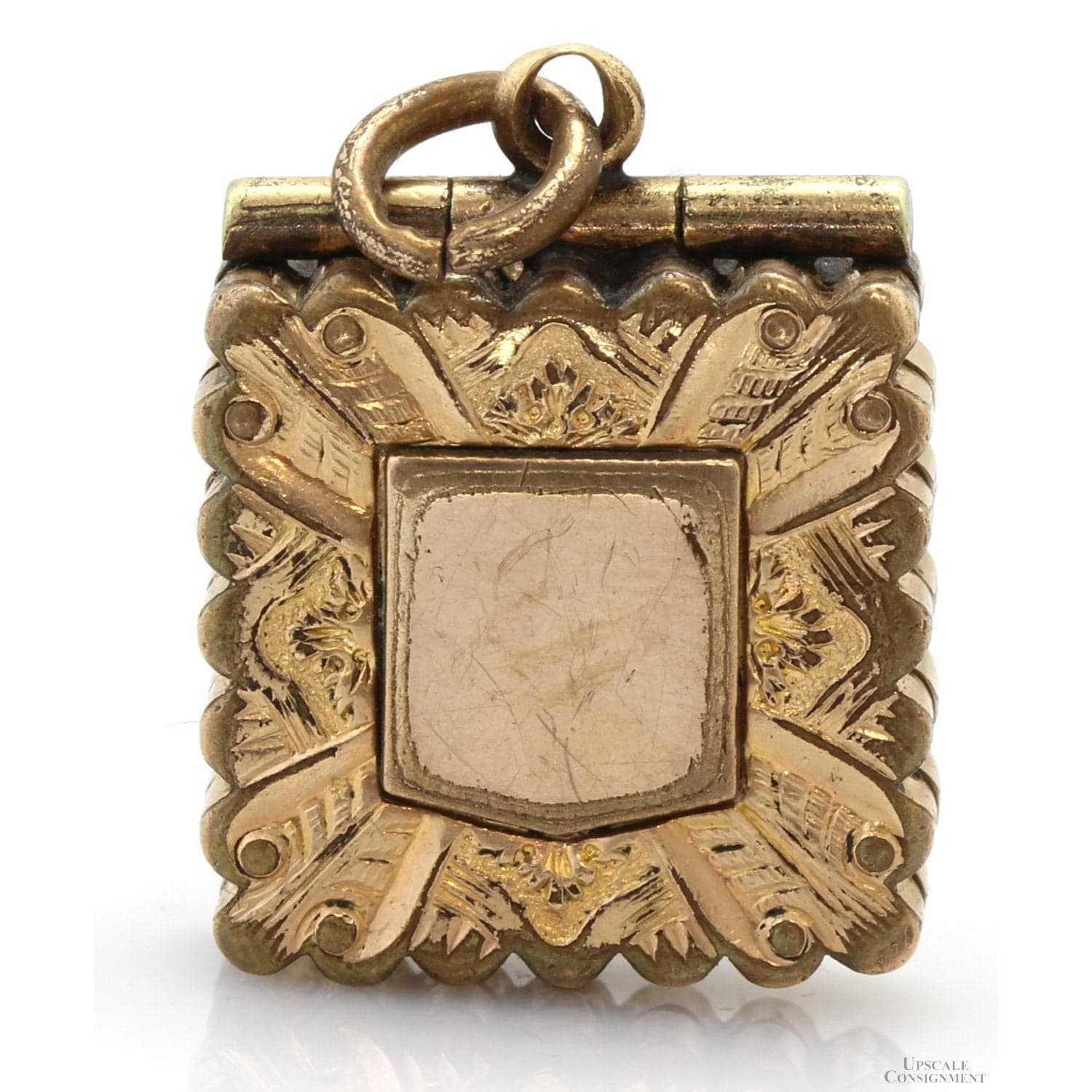 Vintage Tiger's Eye Cameo Locket Pendant with 14K Gold Accents - Thumbnail 6