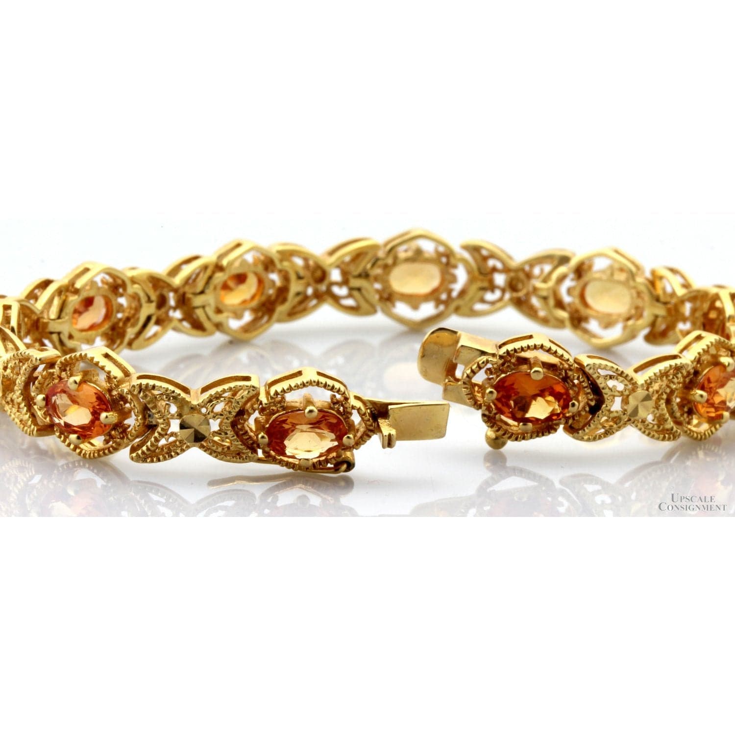 18K Gold Vermeil Sterling Silver Lab-Created Sapphire Bracelet - Size 6.75 - Thumbnail 2