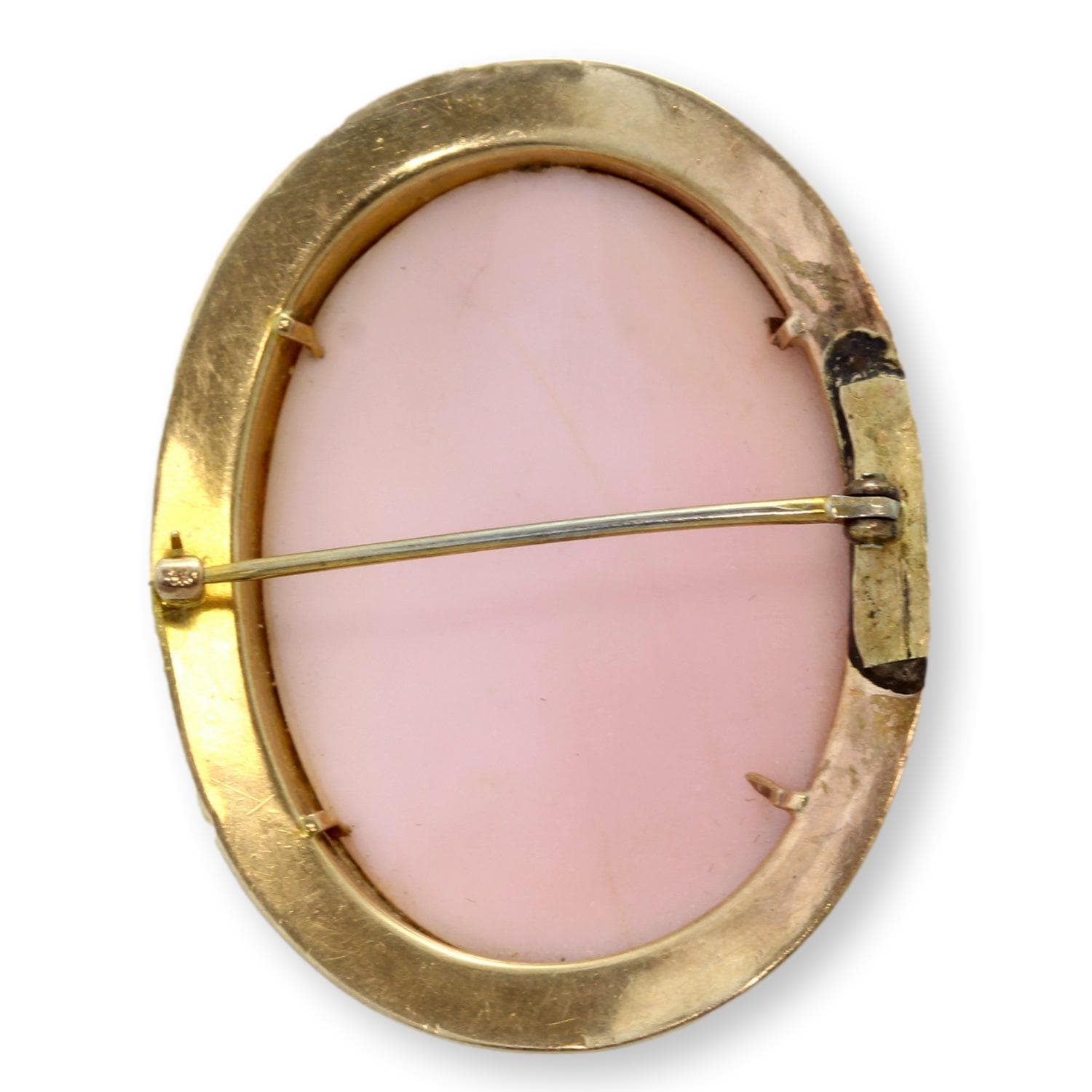 High-Relief Shell Cameo Brooch 14K Gold Engraved Frame - 1.75" - Thumbnail 6