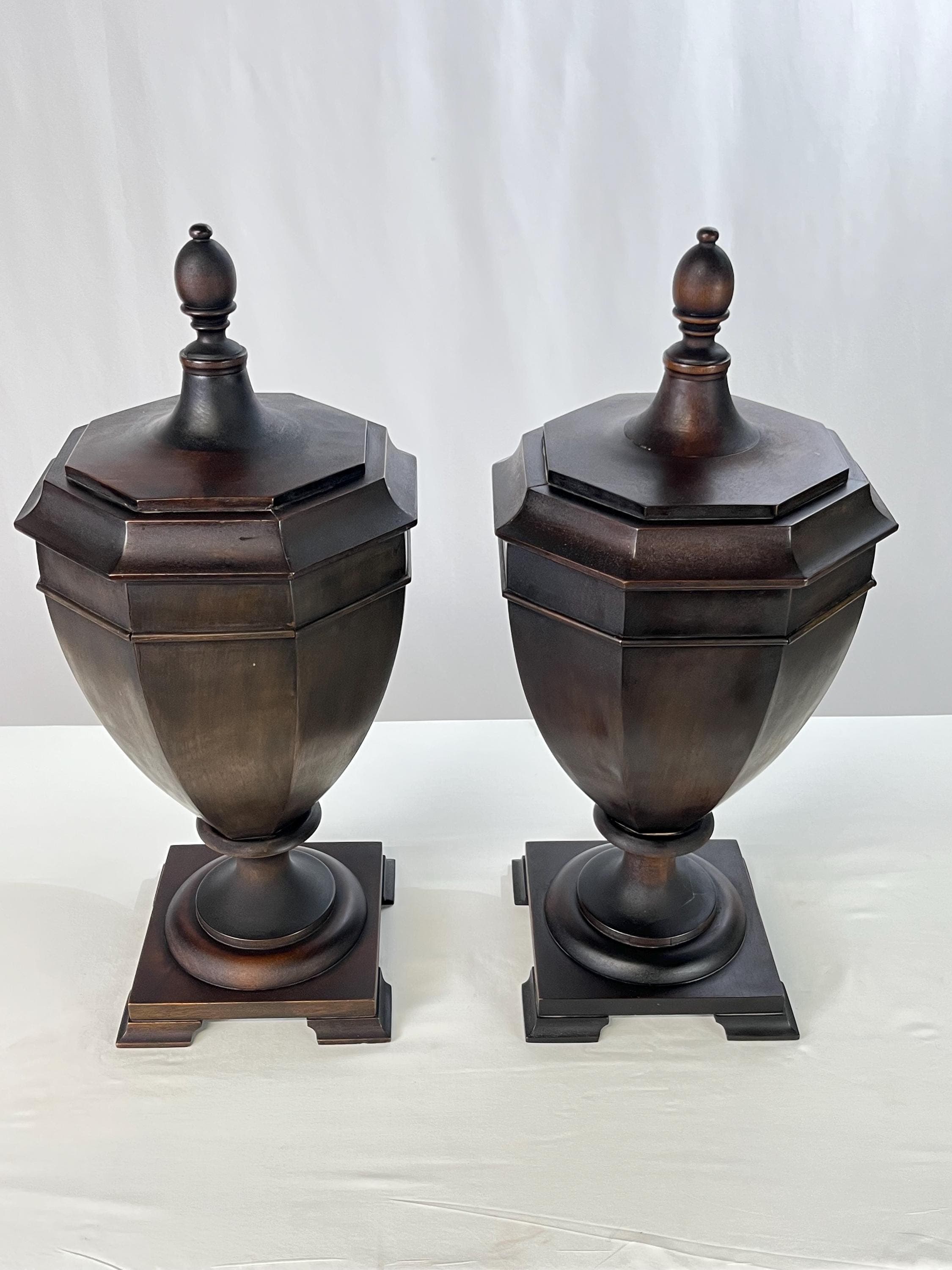 Antique Neoclassical Octagonal Mahogany Knife Boxes - A Pair - Thumbnail 10