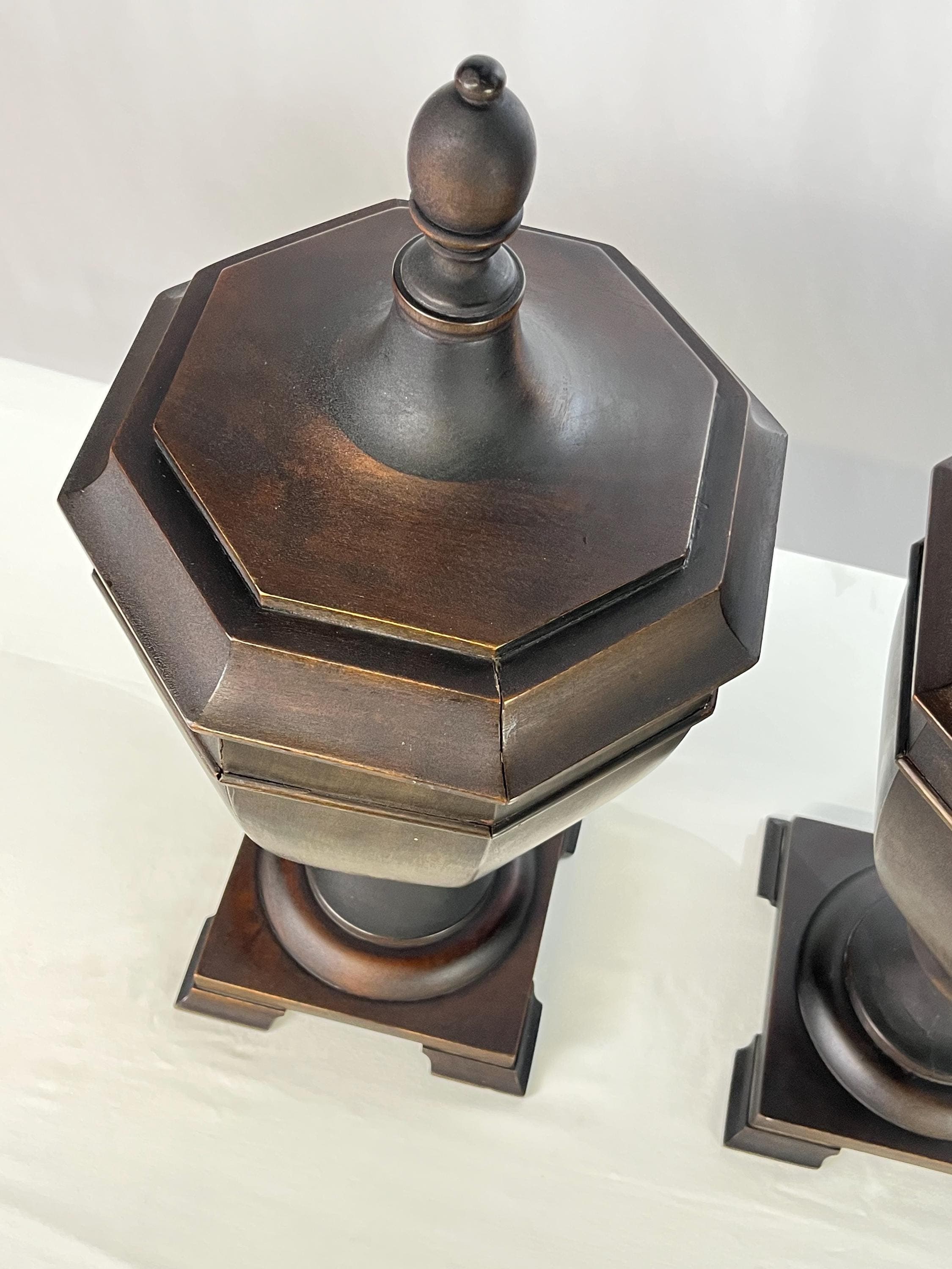 Antique Neoclassical Octagonal Mahogany Knife Boxes - A Pair - Thumbnail 11