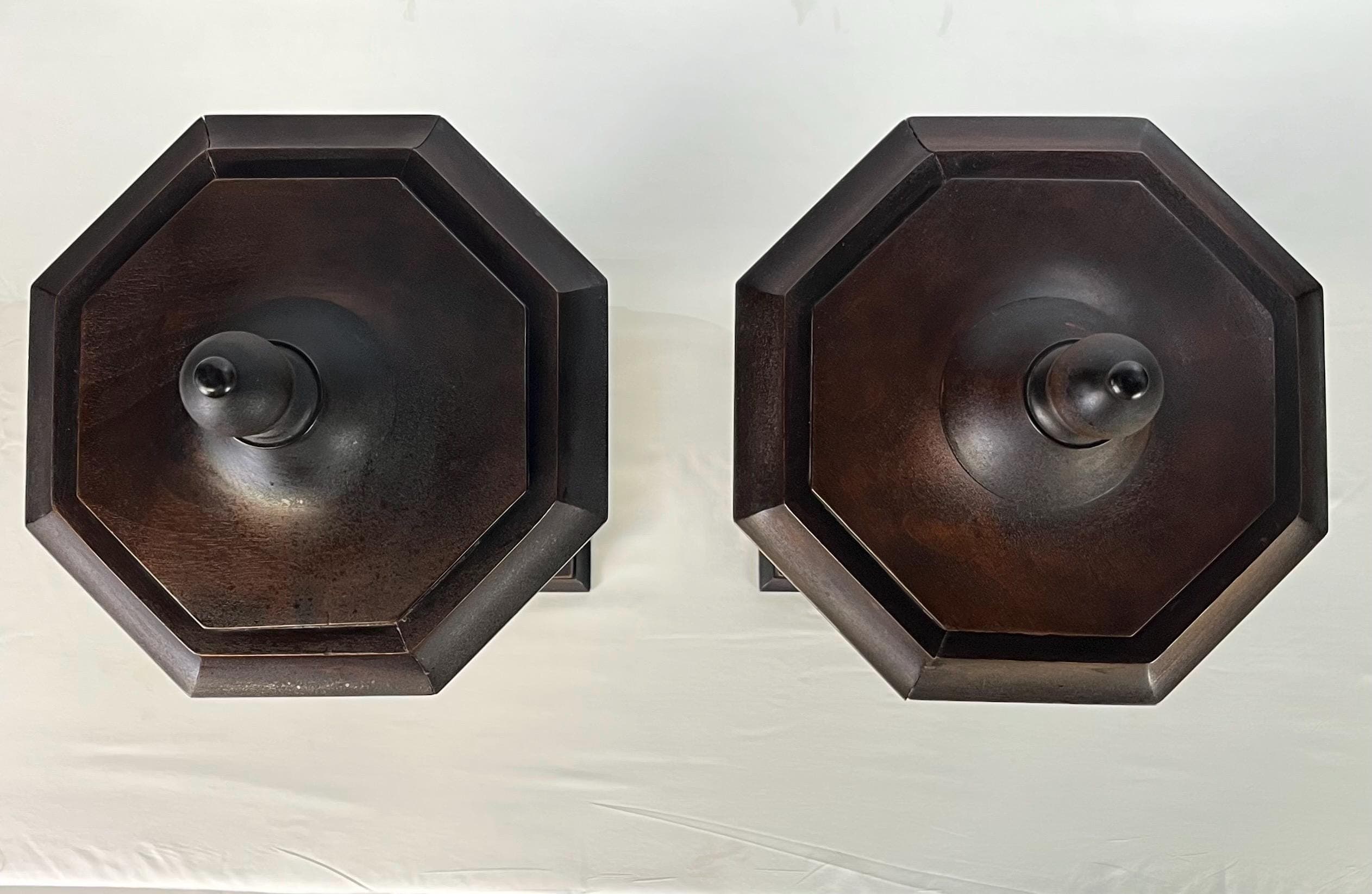 Antique Neoclassical Octagonal Mahogany Knife Boxes - A Pair - Thumbnail 5